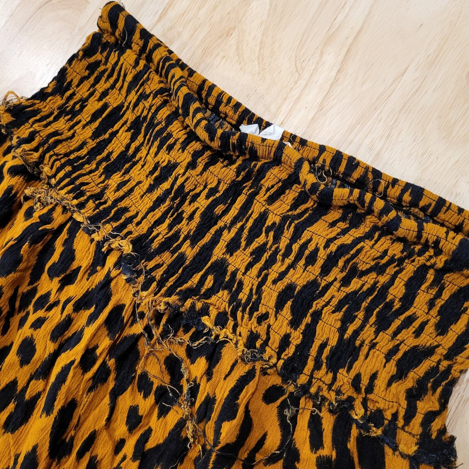 Easel Urban Leopard Print Wide Leg Capri Yoga Hippie Pants Elastic Waist