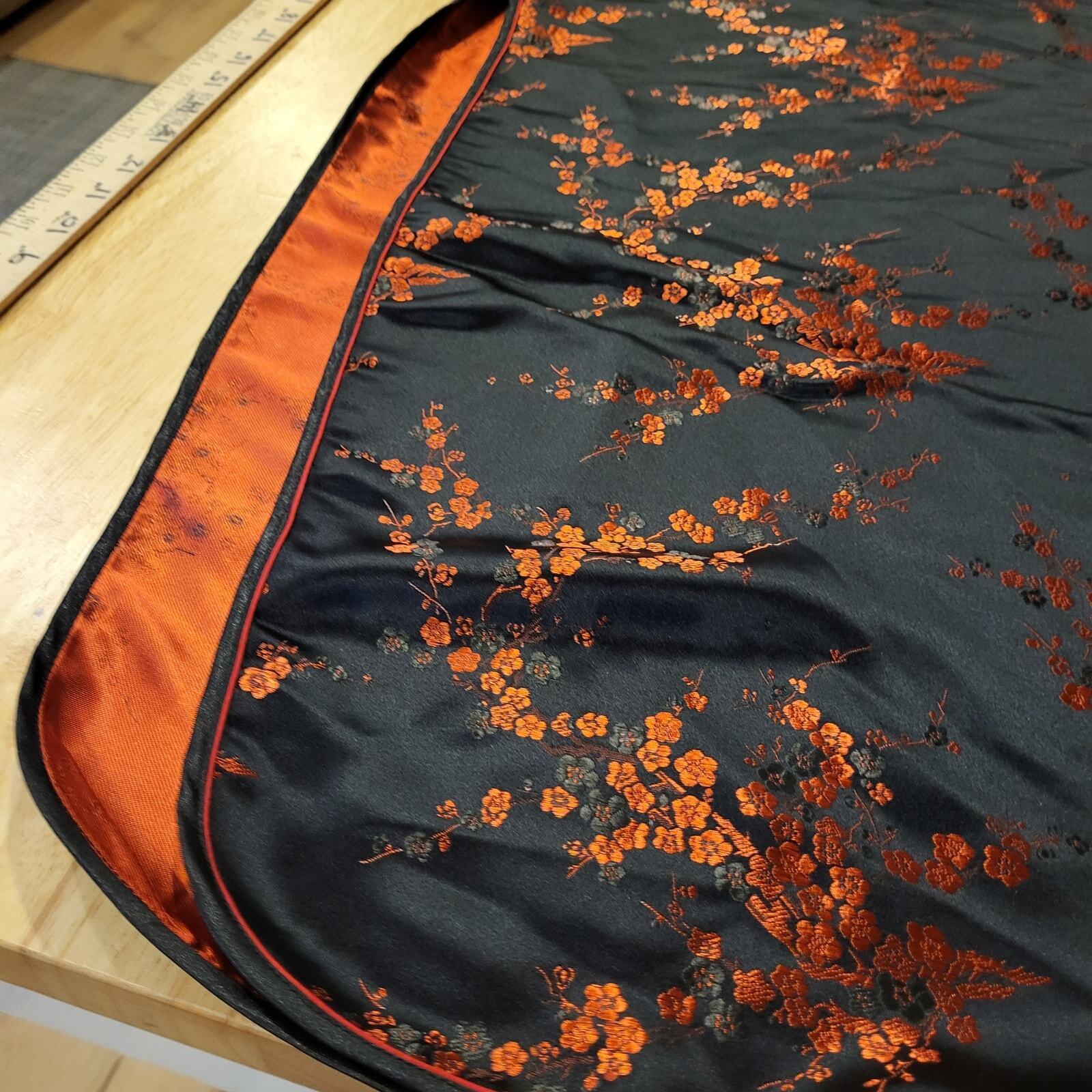 Black & Red Brocade Traditional Chinese Satin Floral Dress Mandarin Collar 15' p