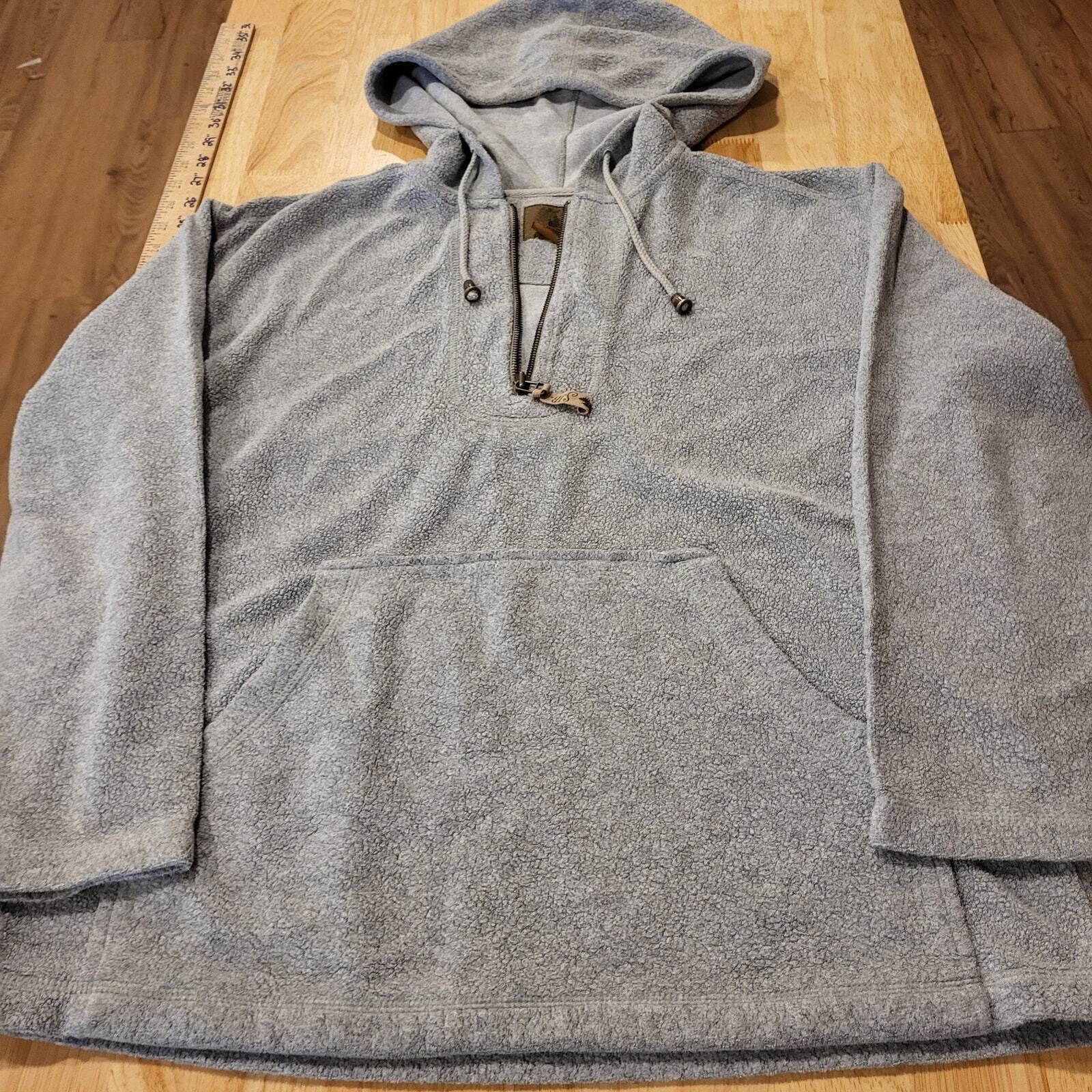 Heather Gray St. John's Bay Cotton Blend 1/4 Zip Hoodie Pocket Small 22" P2P