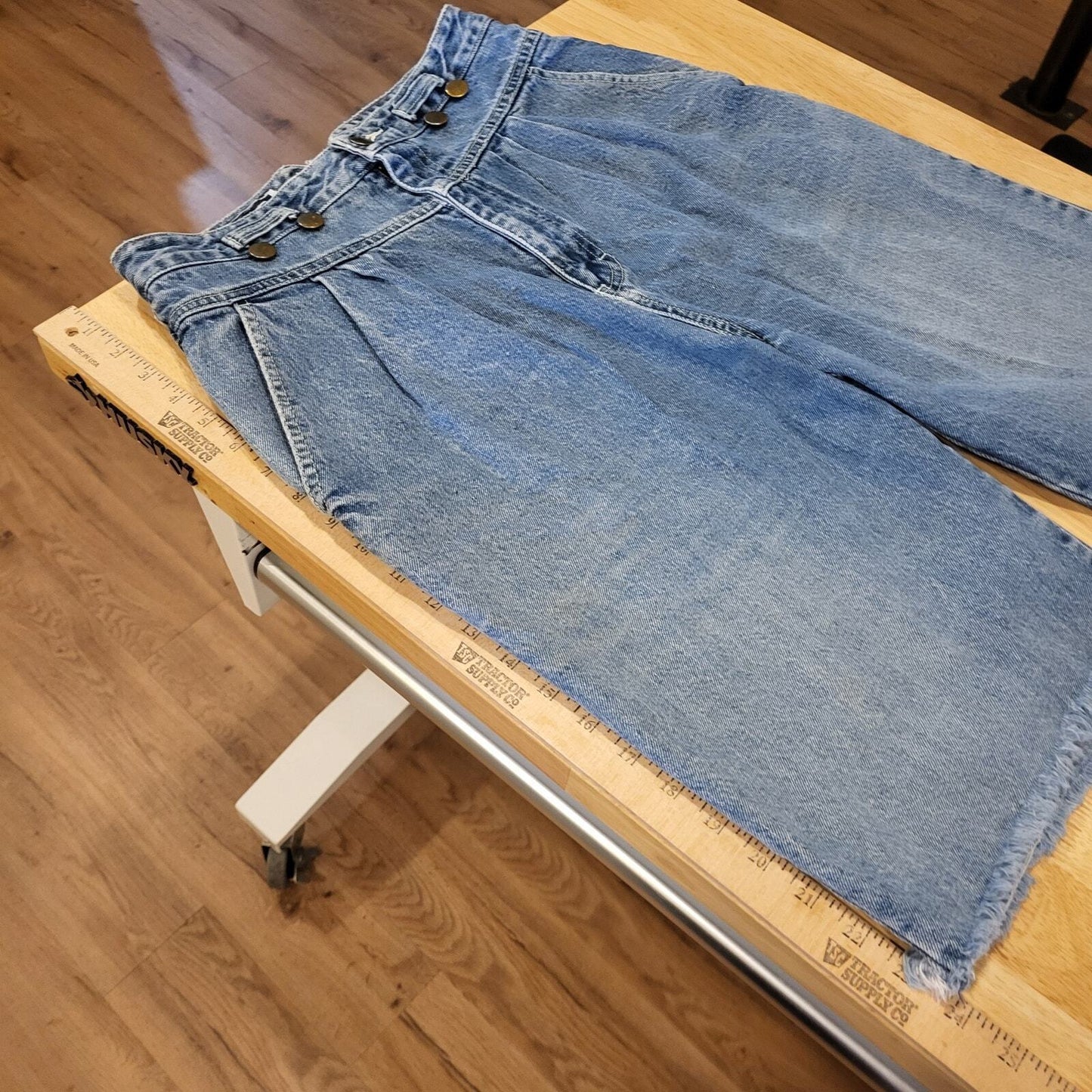 Vintage Fabrizio Sportwear 90's Denim Yoke Jean Shorts Cutoff Suspender Button