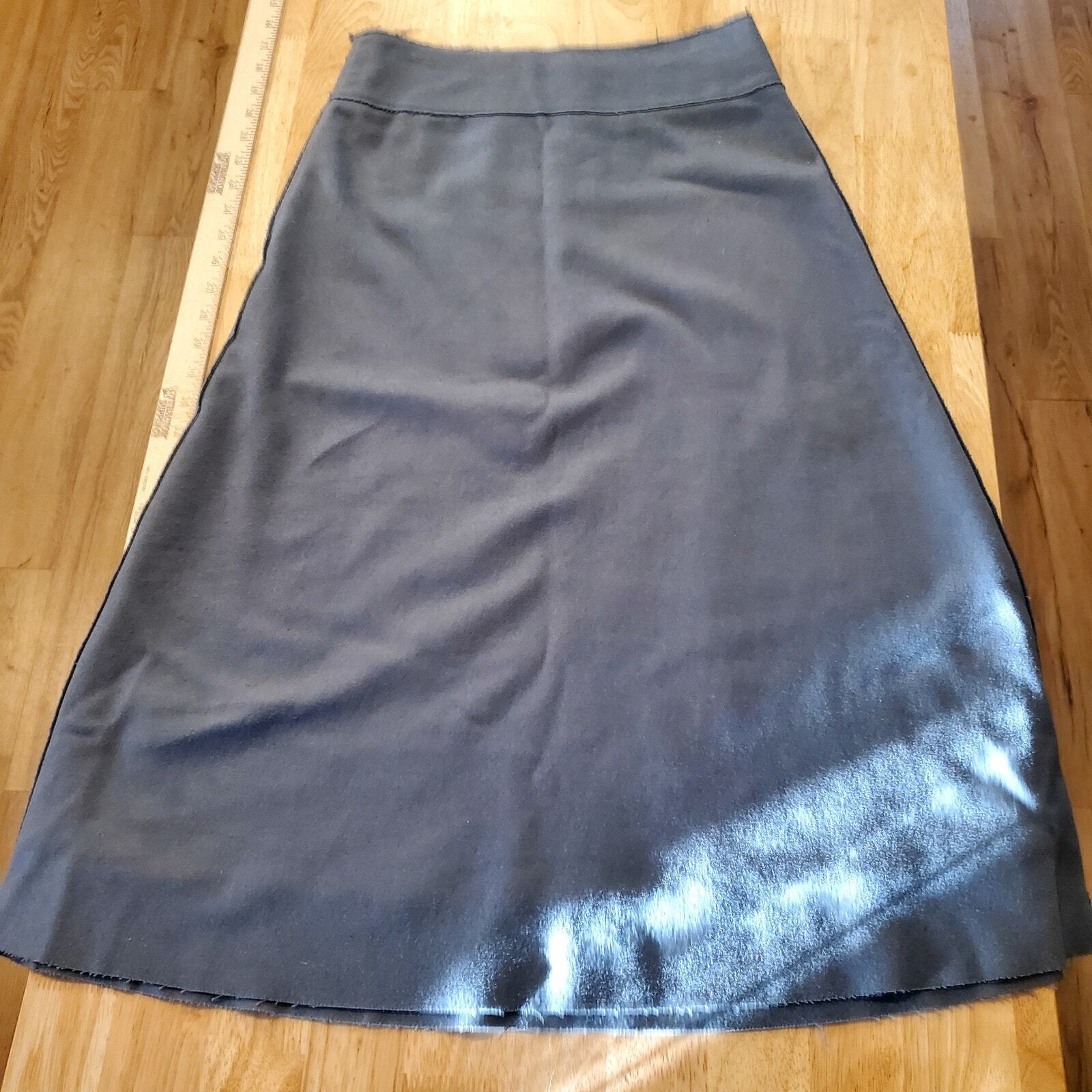 Parni A Line Skirt XS Lined Raw Hem 28" Waist Grey Wool Blend Flannel Zipper