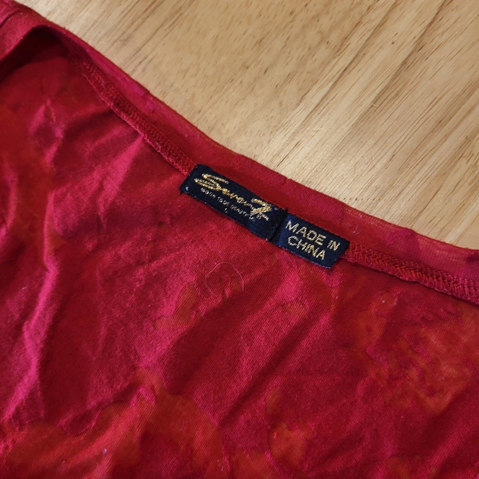 Seven7 For All Mankind Red Y2K  Long Sleeve T-Shirt Burnout Jersey  18" P2P