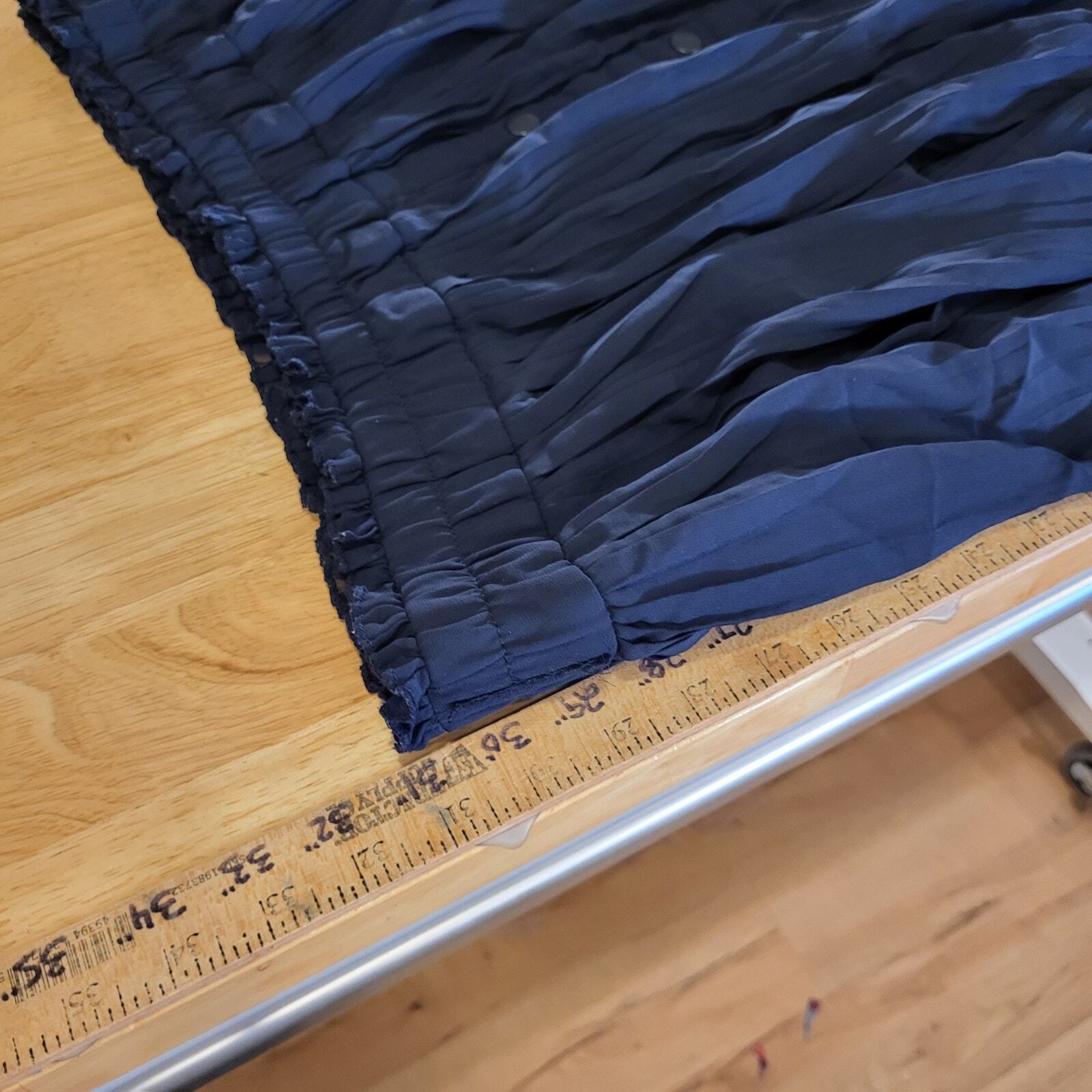 Est. 1946 Navy Blue Pleated Elastic Waist Skirt Button 18/20w Mid Length Rayon