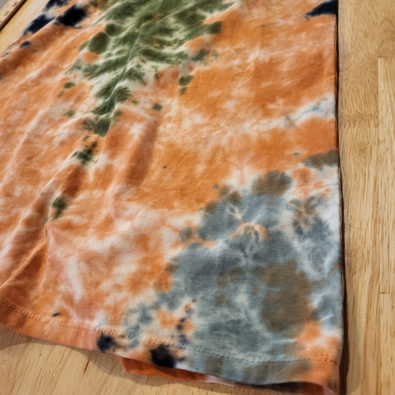 Orange & Blue Tie Dye Jersey Knit Pencil Skirt 24" Waist 31" Long