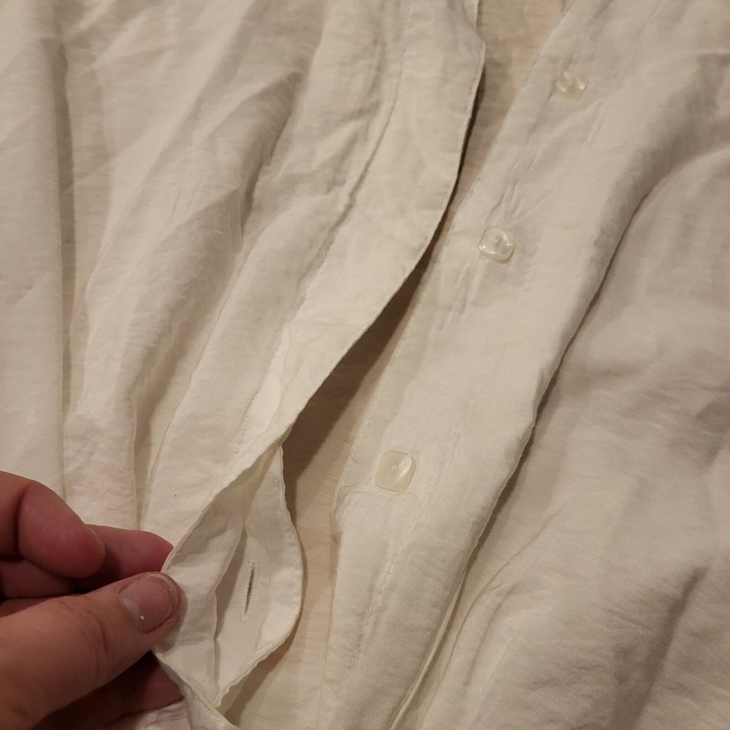 White Coldwater Creek Cotton Blend Short Sleeve Tie Front Button Down M