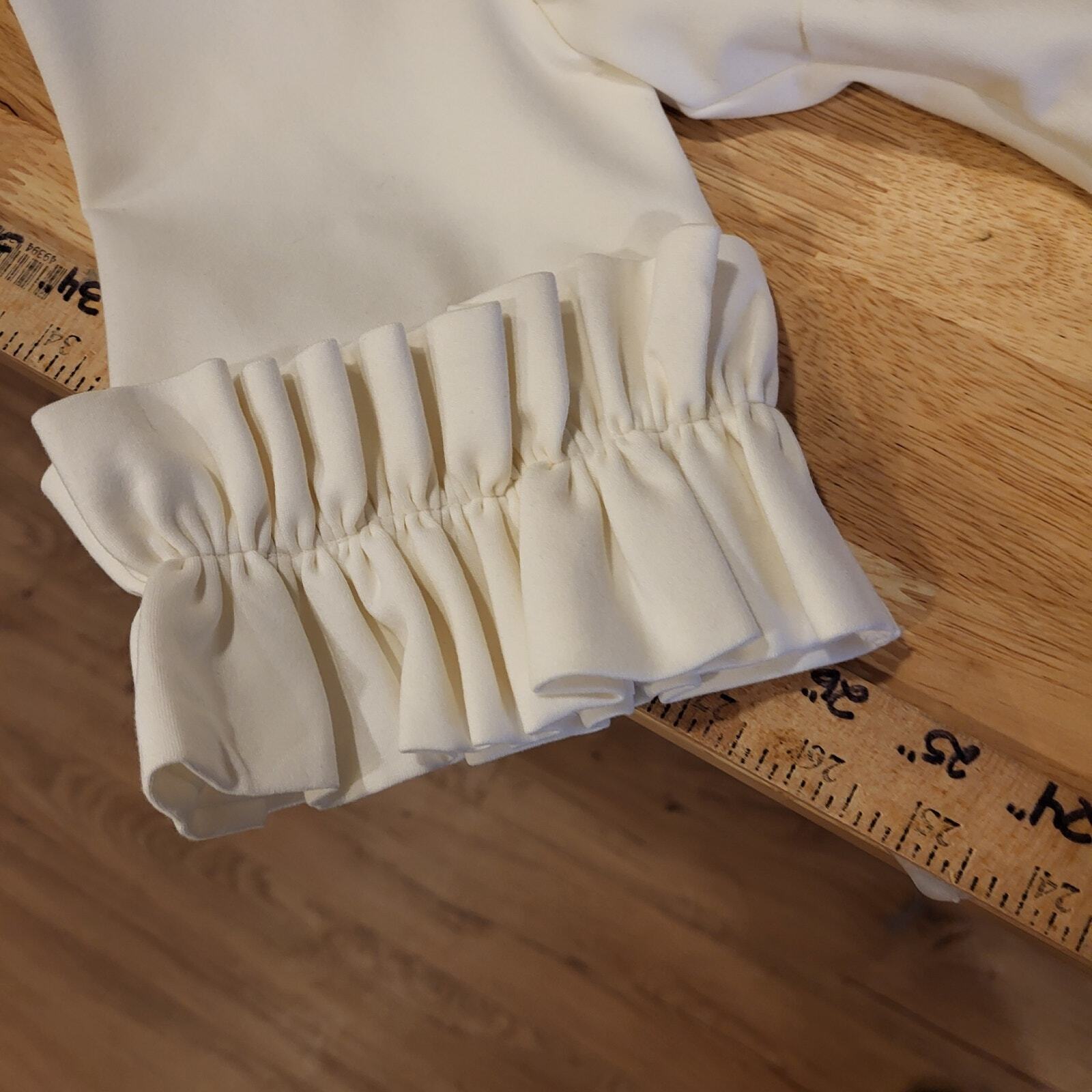 Ted Baker White Ritzi Ruffle-Trimmed Tea Length Viscose Dress Size 2