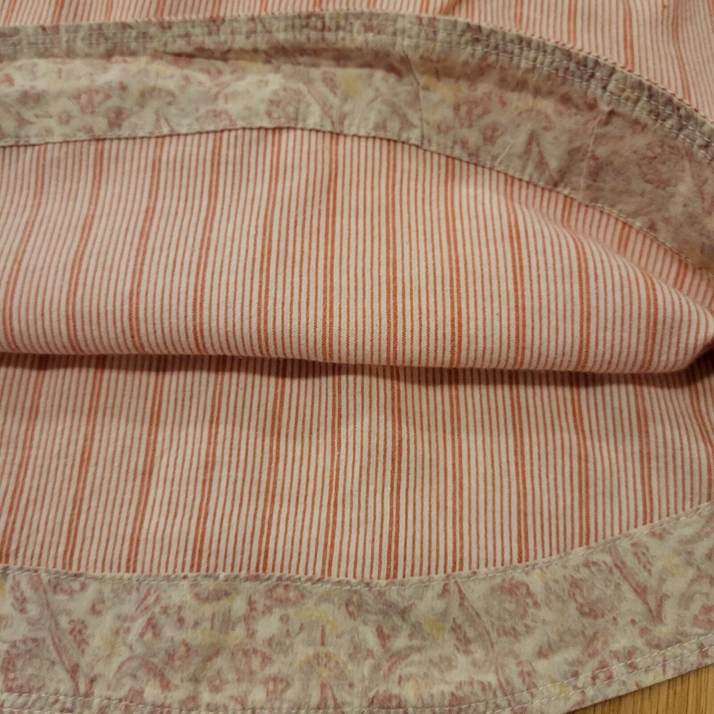 Ruff Hewn 100% Cotton Medium Red Striped Blouse Elastic Cap Sleeve 