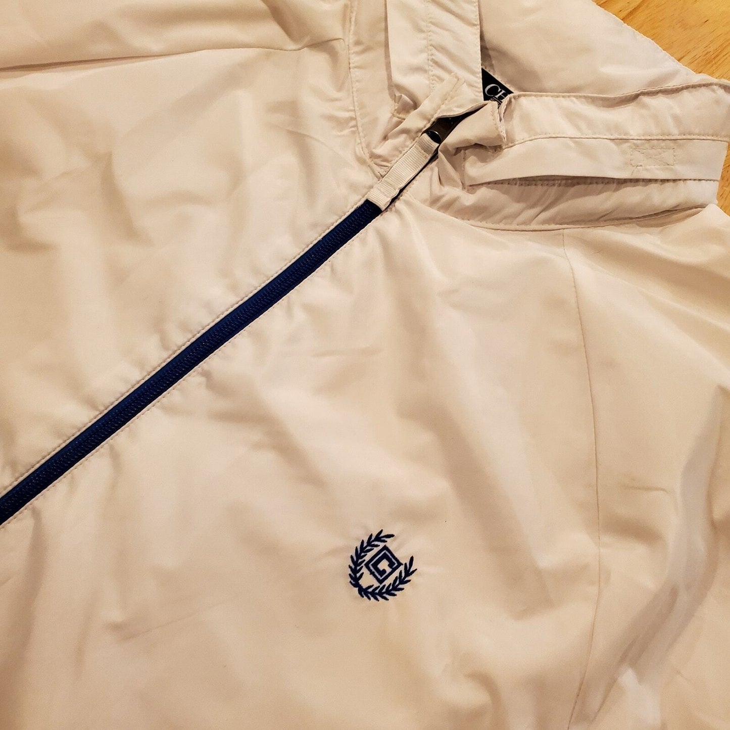 Chaps Sports Full Zip White Hidden Hood Wind Breaker XXL
