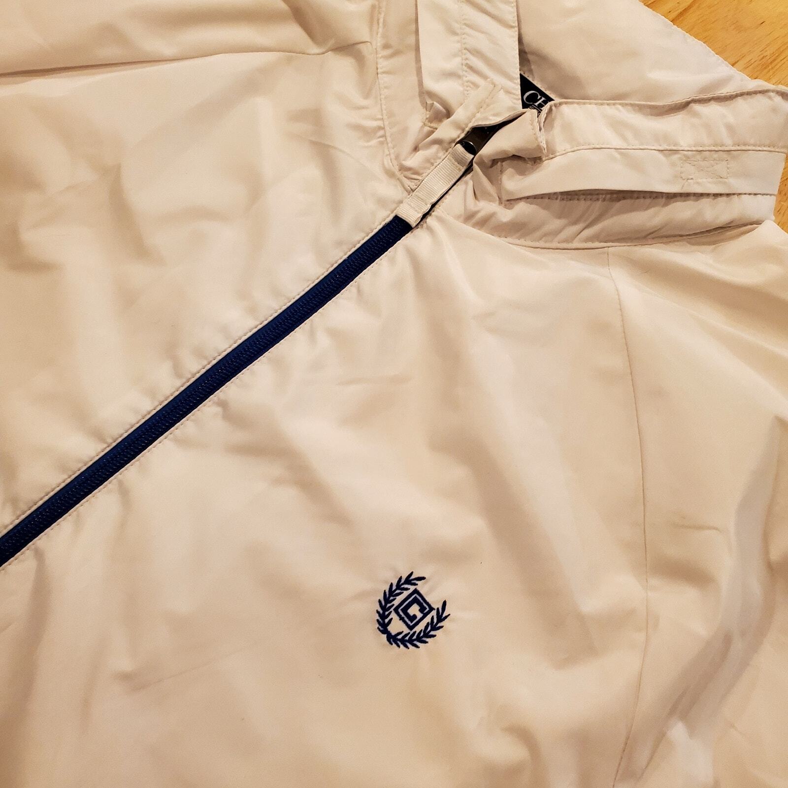 Chaps Sports Full Zip White Hidden Hood Wind Breaker XXL