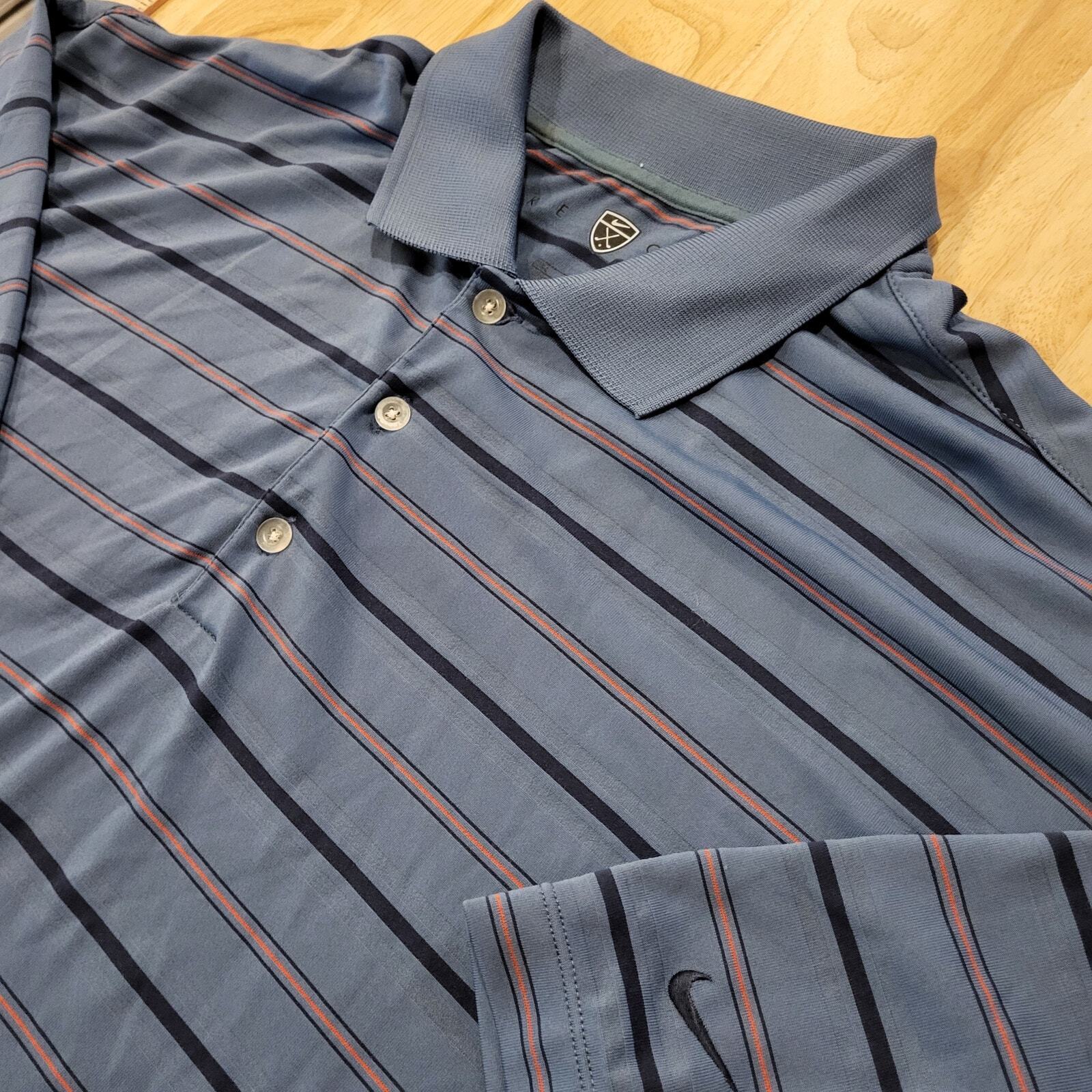 Nike Golf Polo Blue Striped XL 27" pit to pit 