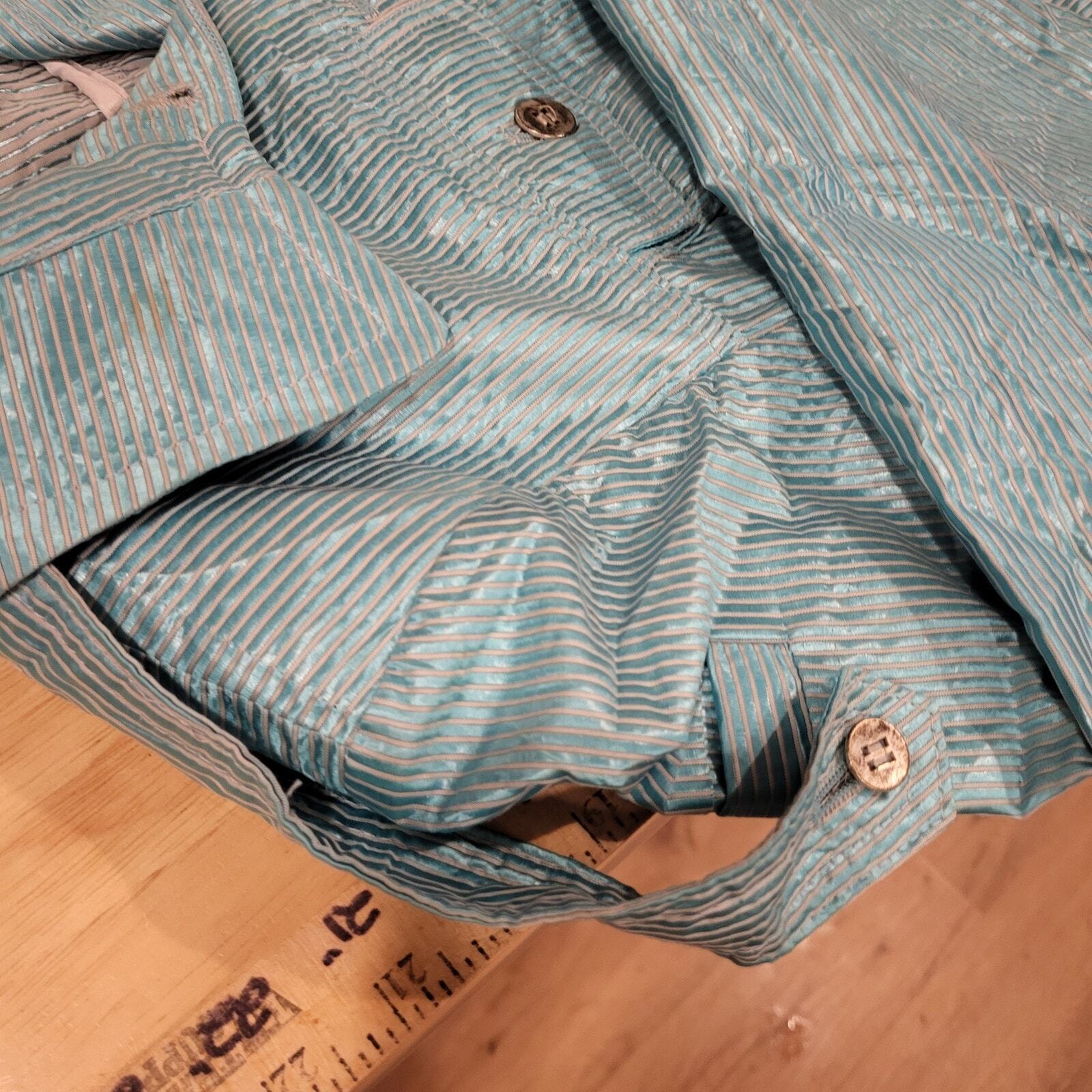 Emil Rutenberg Teal Metalic Jacket Vintage Pockets 21" shoulder to hem 18" P2P