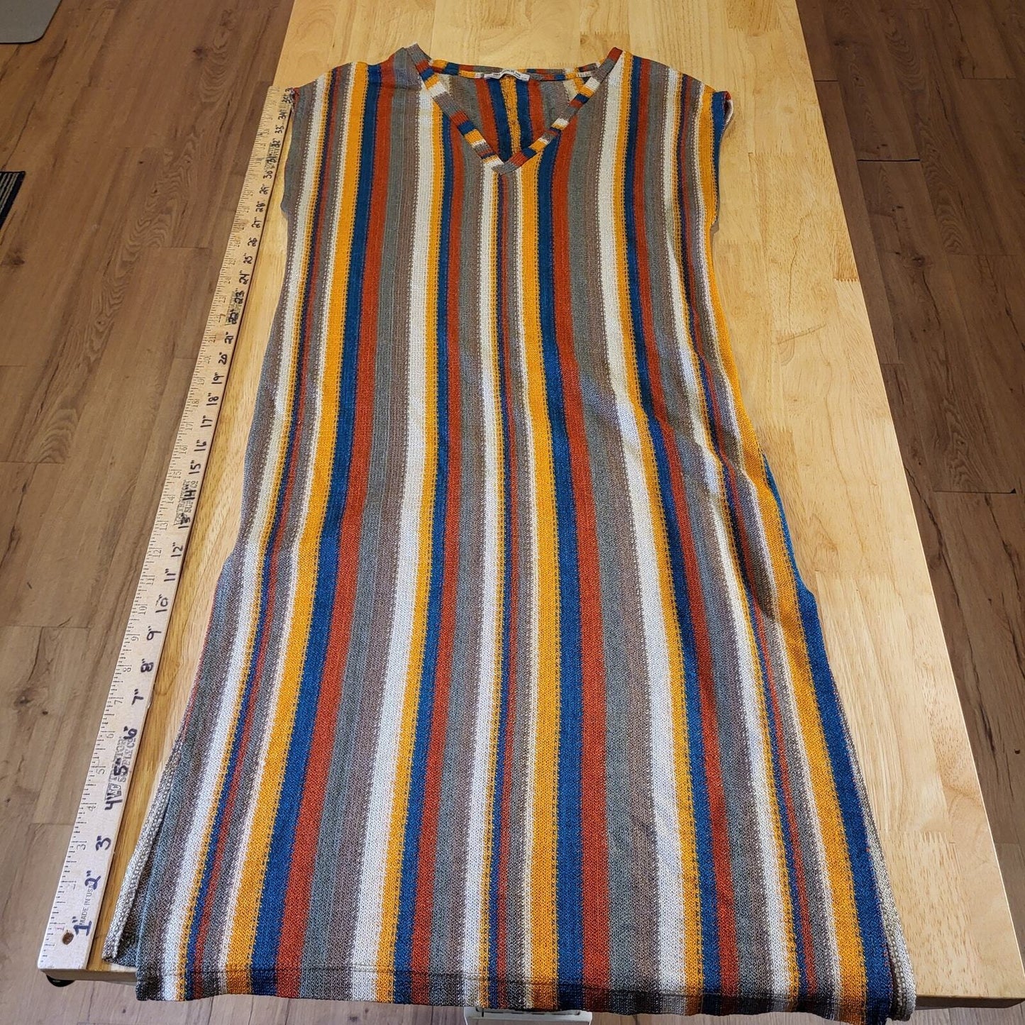 Warm Earth Tone Sleeveless V-Neck Sheer Beach Coverup Zara S