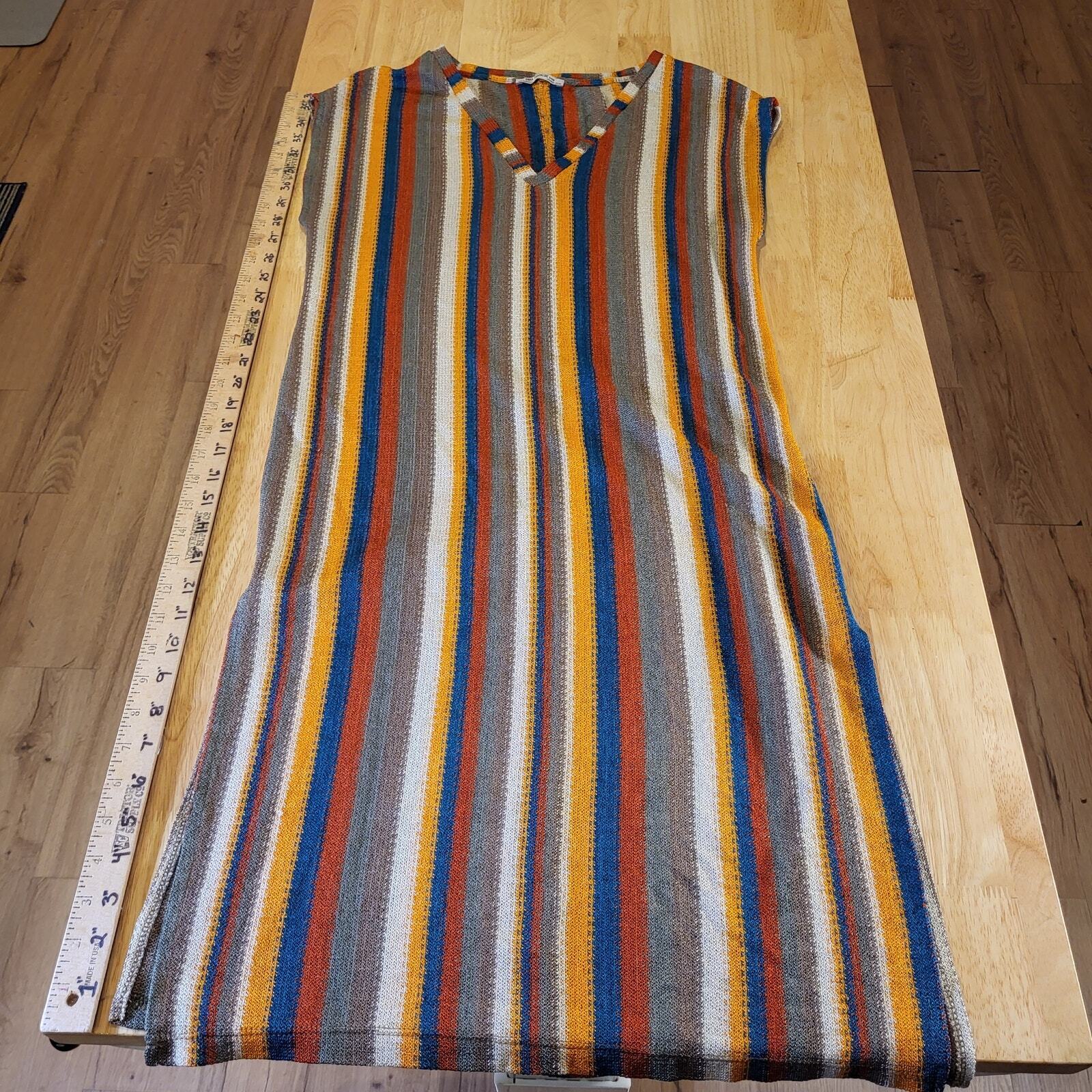 Warm Earth Tone Sleeveless V-Neck Sheer Beach Coverup Zara S