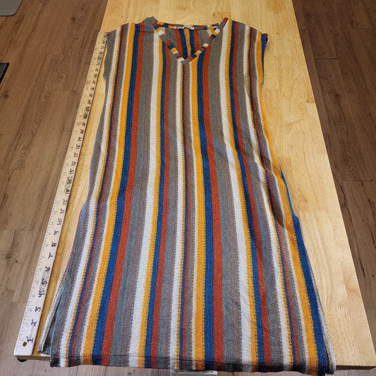 Warm Earth Tone Sleeveless V-Neck Sheer Beach Coverup Zara S