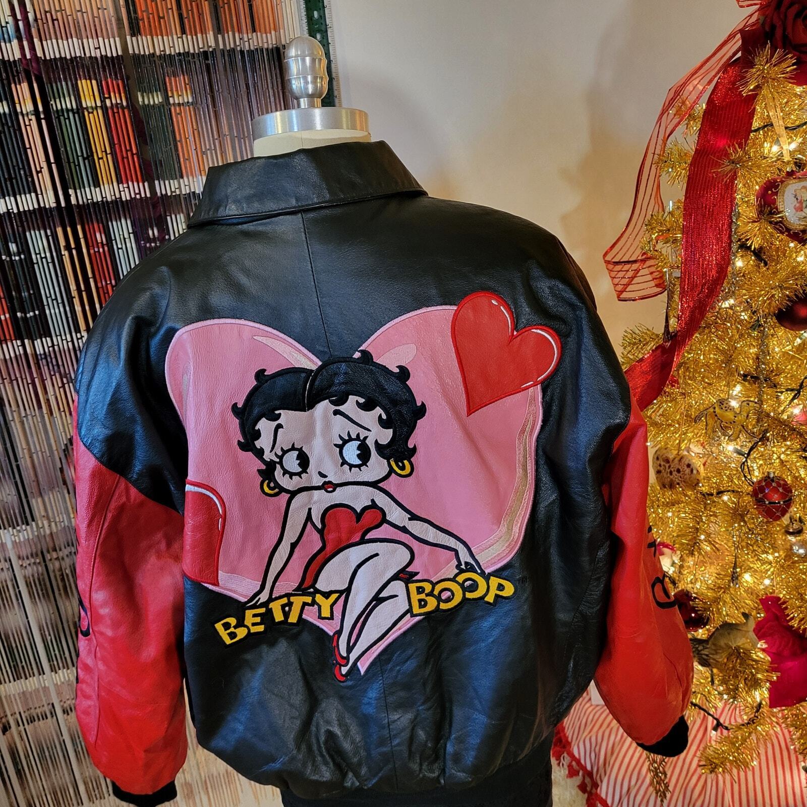 Betty Boop American Toons Vintage Leather 90's Bomber Jacket XL