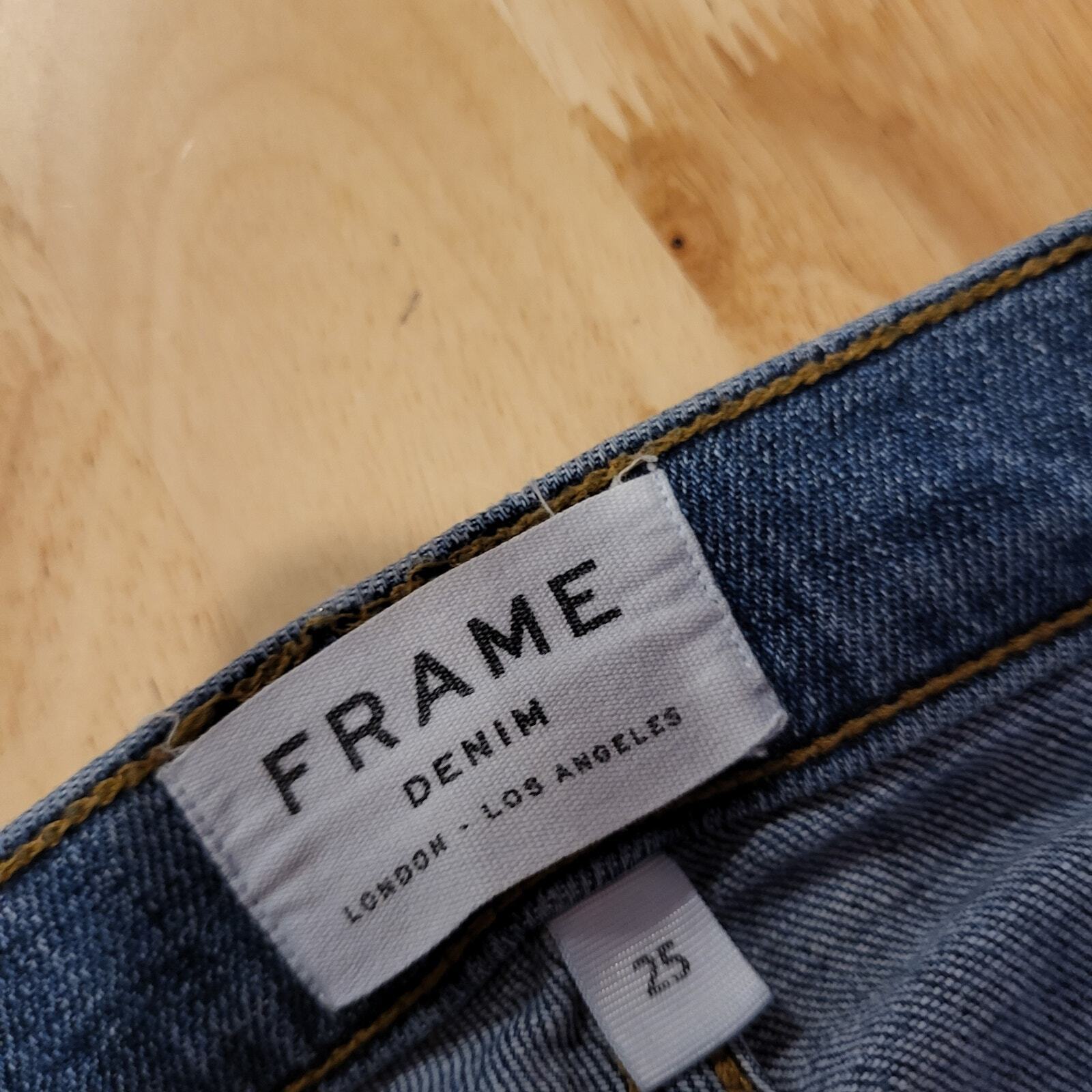 Frame Le Nouveau Straight 25 Front Slit Distressed Hem Denim Jeans USA