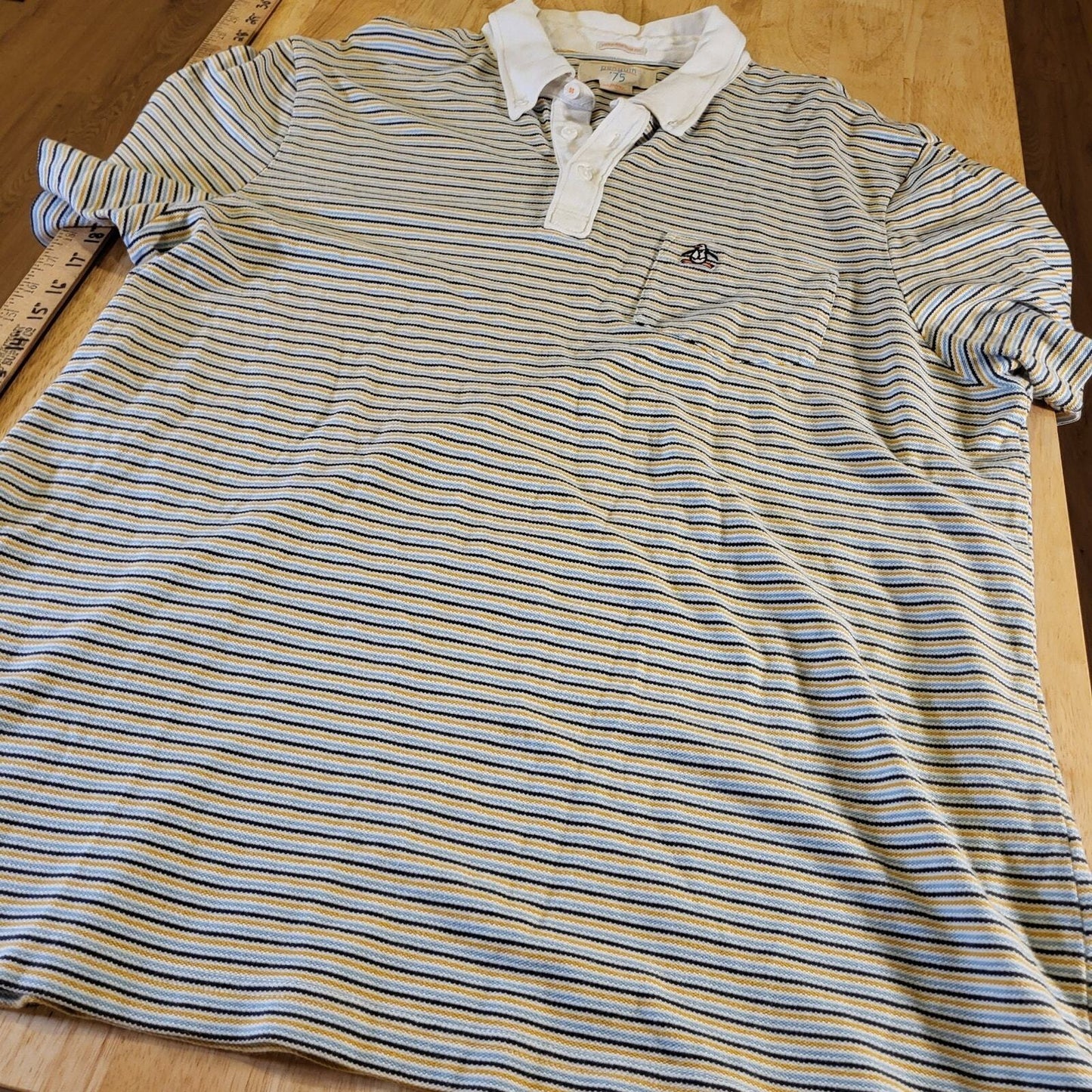 Penguin Heritage Fit XXL Blue & Orange Golf Polo Contrast Collar '75 23" p2p