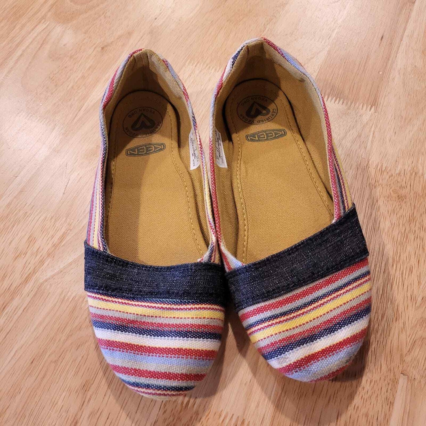 Women's Striped Cortona Keen Canvas Slide On Flats Multicolor 6.5