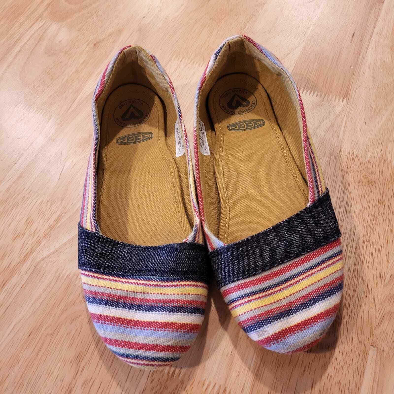 Women's Striped Cortona Keen Canvas Slide On Flats Multicolor 6.5