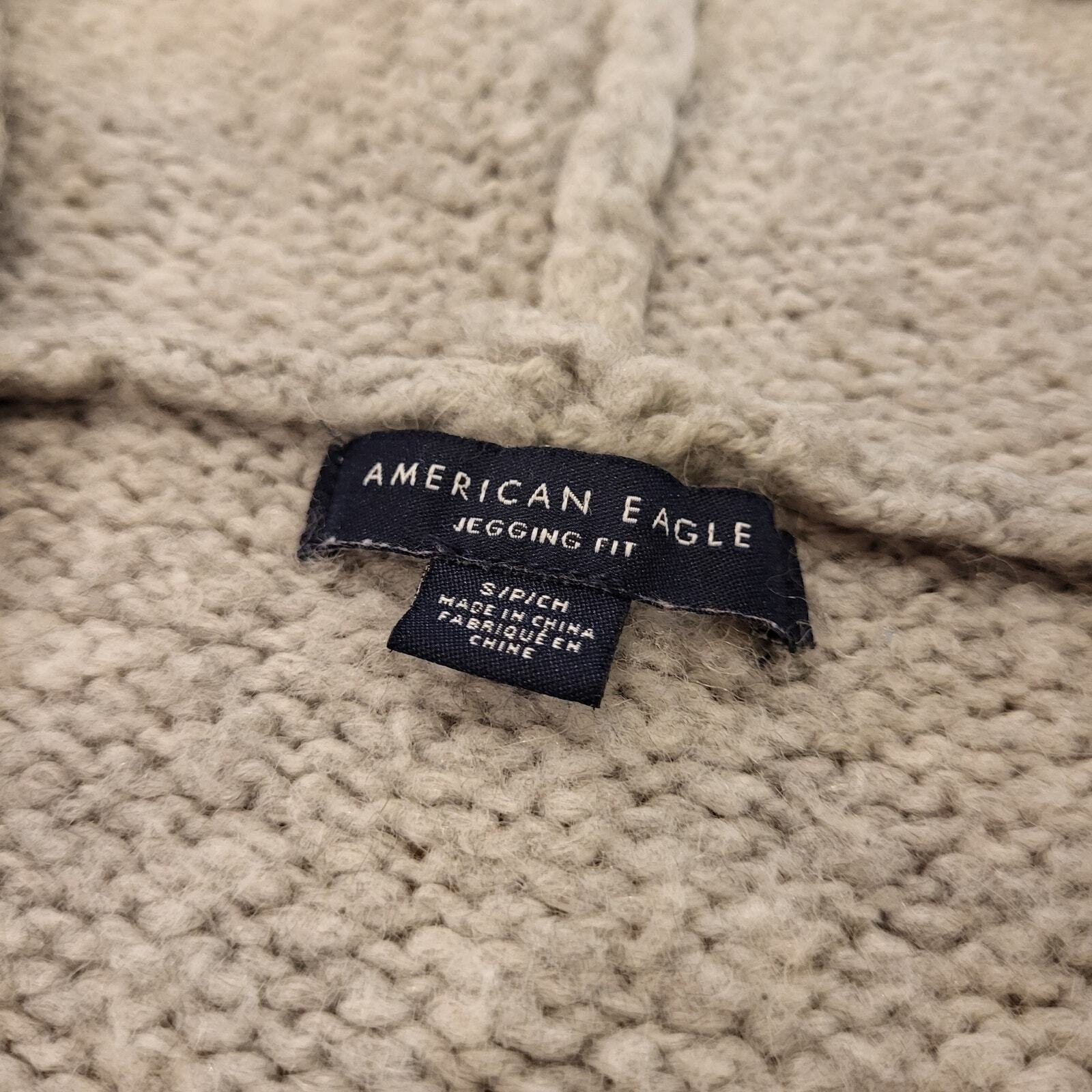 American Eagle Jegging Fit Small Gray Pullover Hooded Sweater Knit Detail