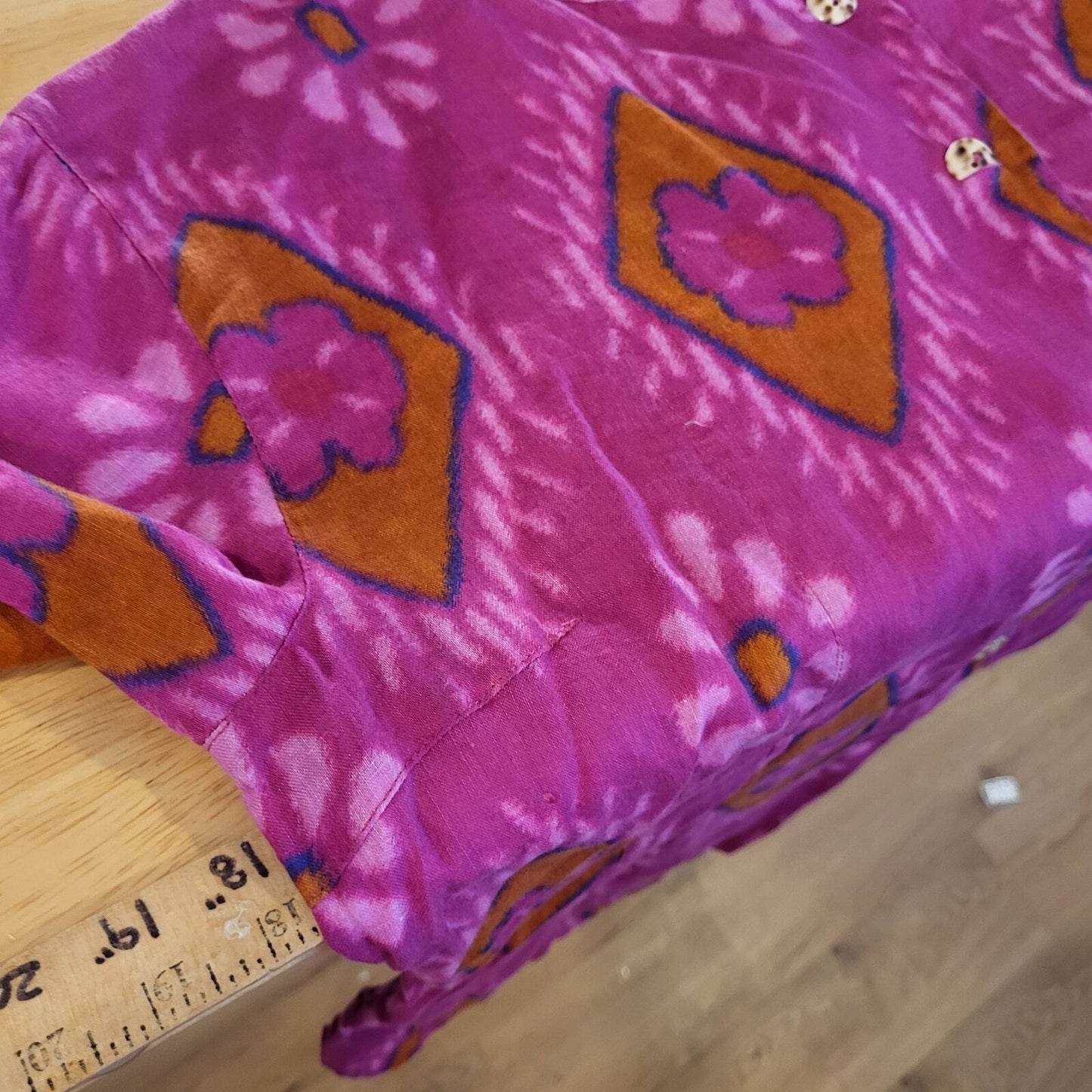 Bitte Kai Rand Batik Dyed Pink Double Breasted Button Blouse 18" Pit 2 PIT Small