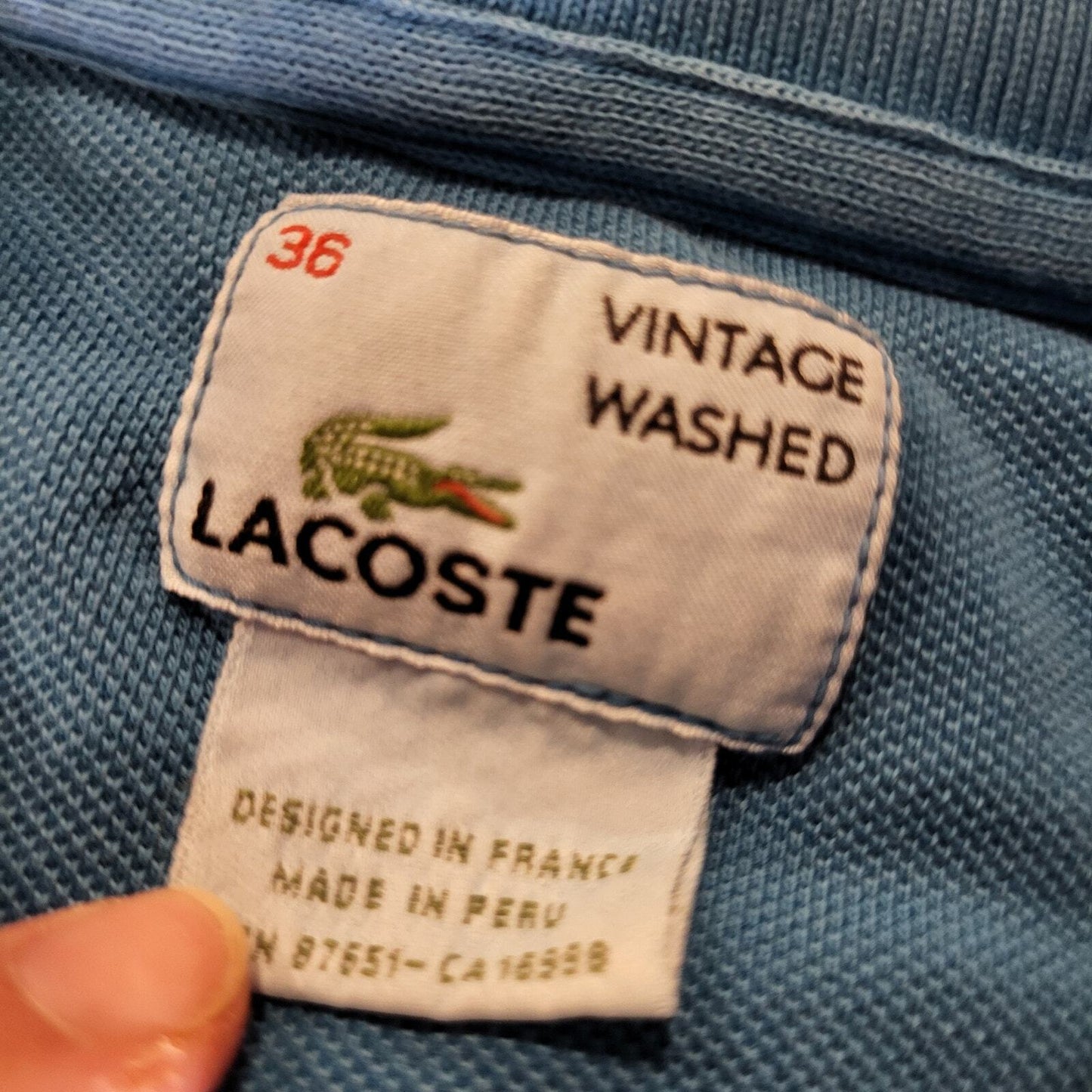 Lacoste Blue Polo 100% Cotton Short Sleeve Size 36