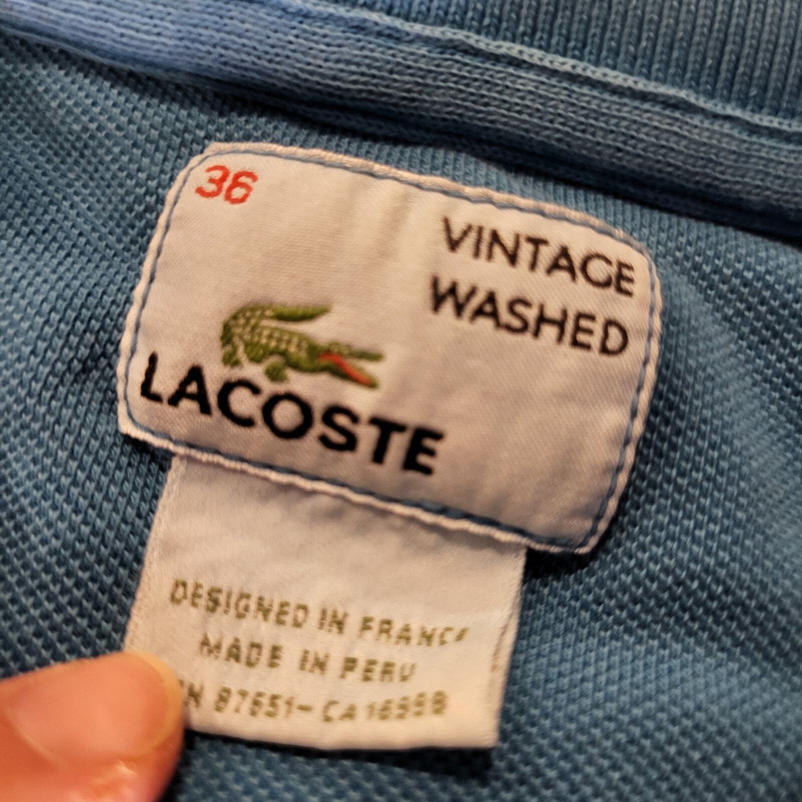 Lacoste Blue Polo 100% Cotton Short Sleeve Size 36