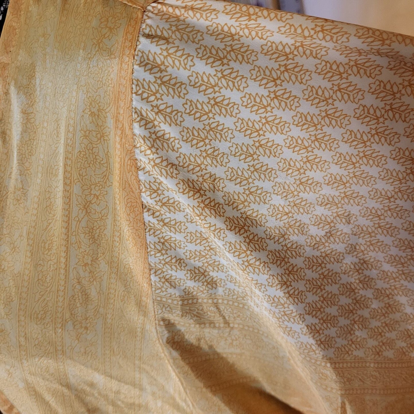 Silky Gold Bohemian Coverup Robe Pockets Long 