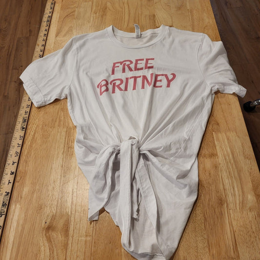 Free Britney Bella  + Canvas White Tie Front T-Shirt Large Pink