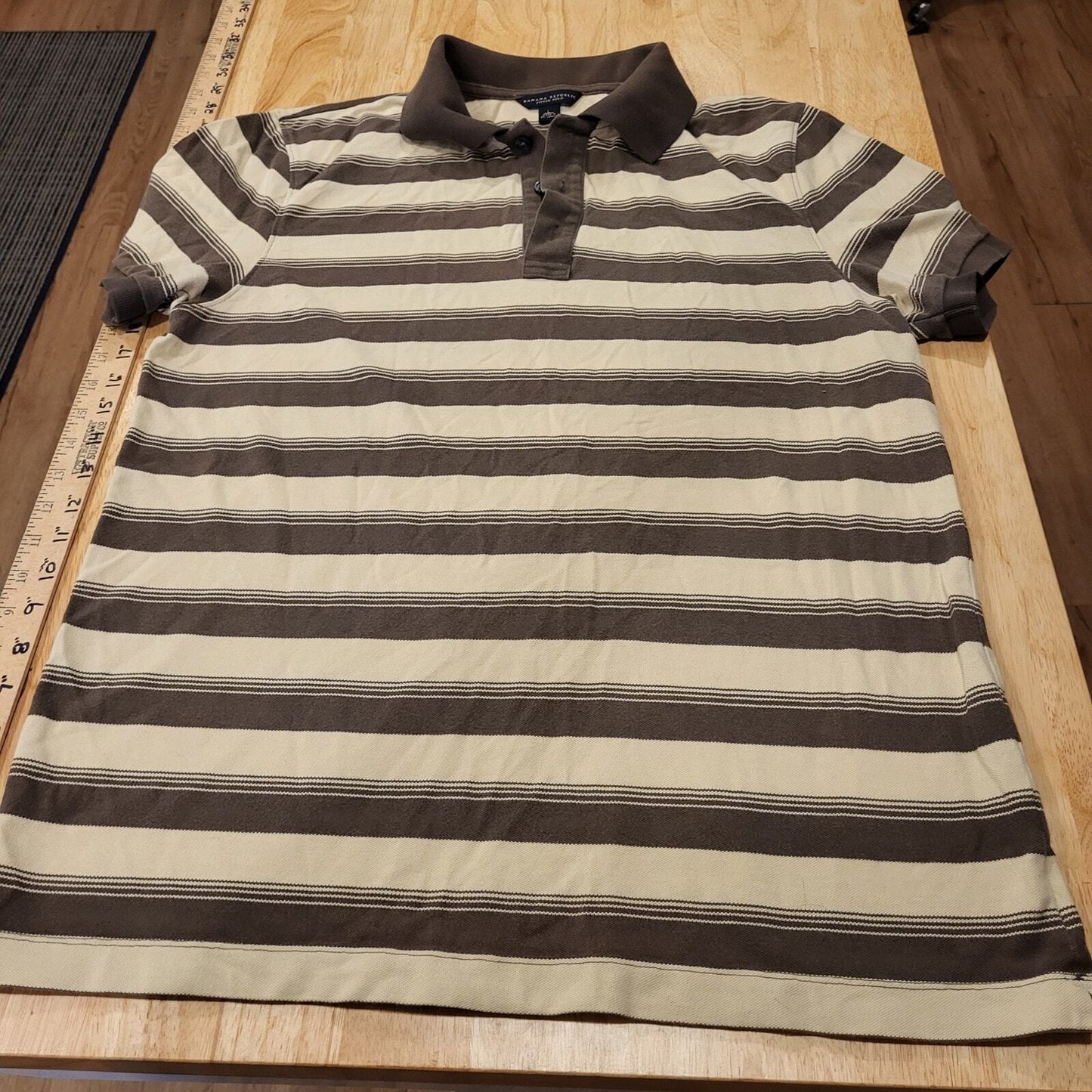 Large knit Banana Republic Polo brown and beige stripes 22" pit to pit