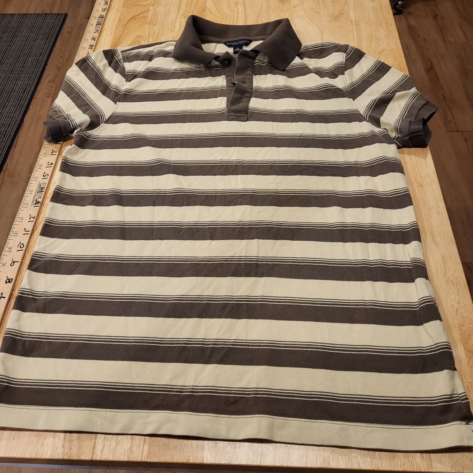 Large knit Banana Republic Polo brown and beige stripes 22" pit to pit