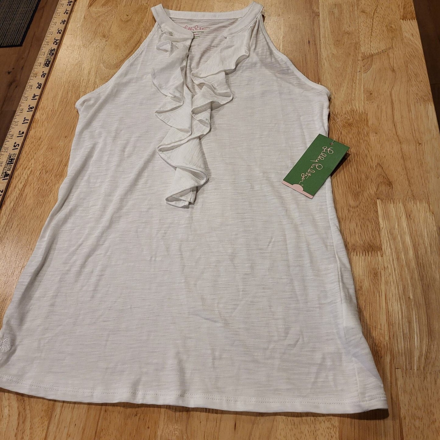 Nwt Lilly Pulitzer Shay white top ruffle collar extra small 100% cotton