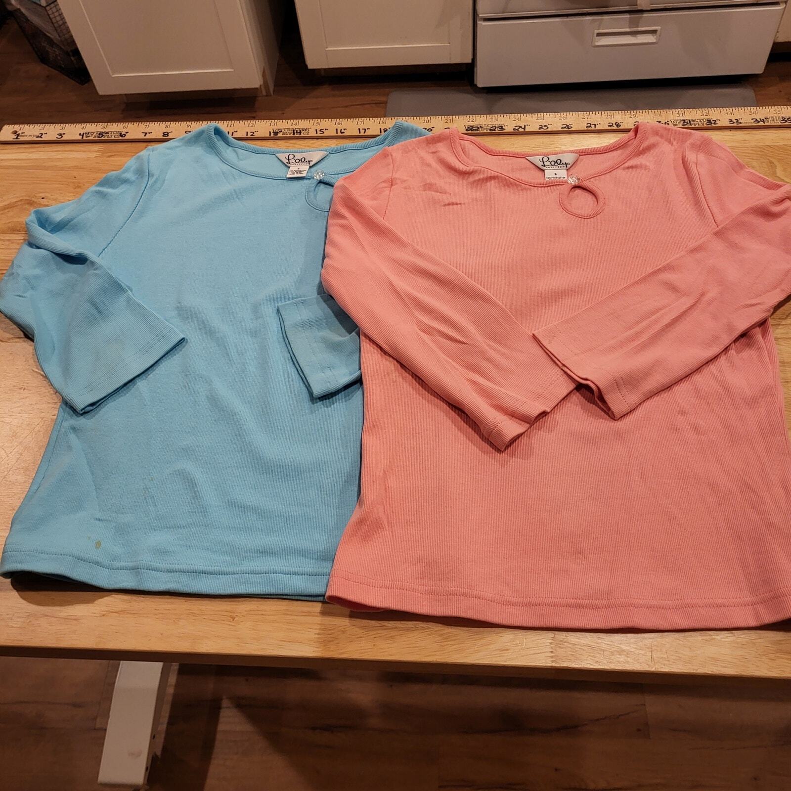 Lilly Pulitzer Lot of Two 3/4 Sleeve Keyhole Tee Shirt Button Detail Small