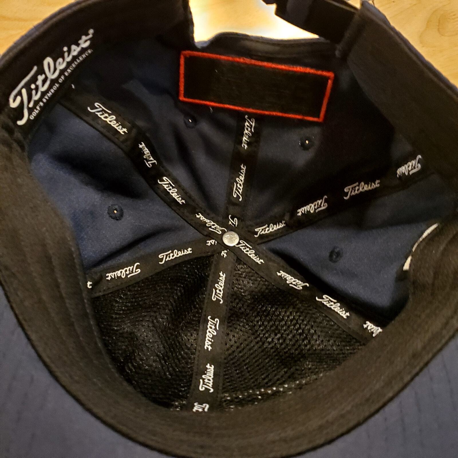 Navy Blue White Embroidered Footjoy Titleist Hat Pro  V1 Adjustable Cotton Hat