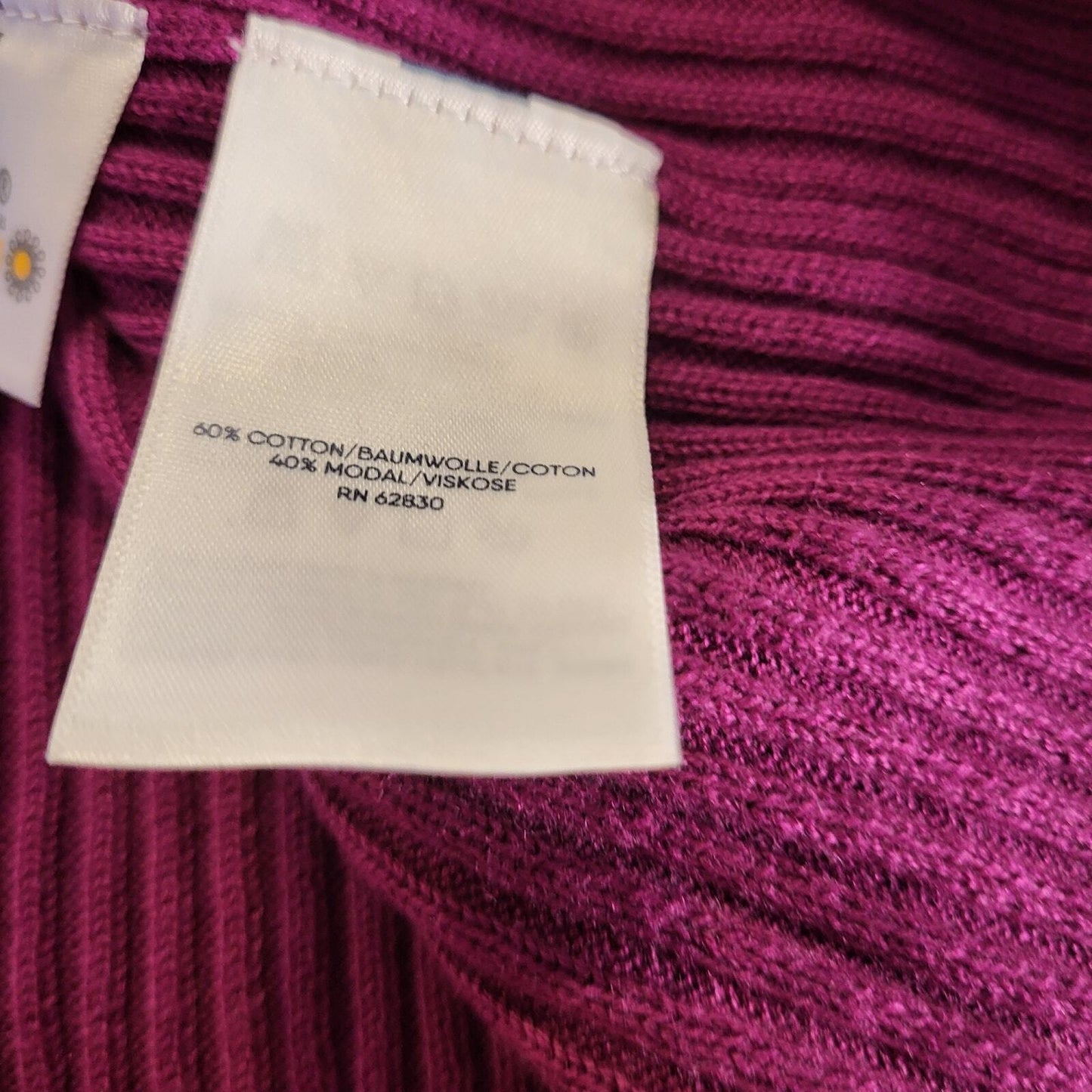Lands End Purple Pink Scalloped Edged Knit Sweater XL 14" P2P 25" Long 