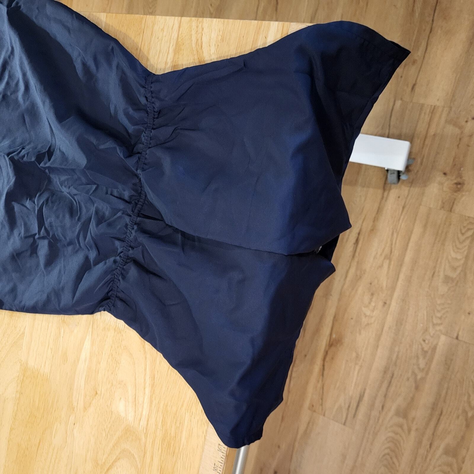 American Apparel Navy Blue XS Classic Girl Dress Cap Sleeve V Neck Mini