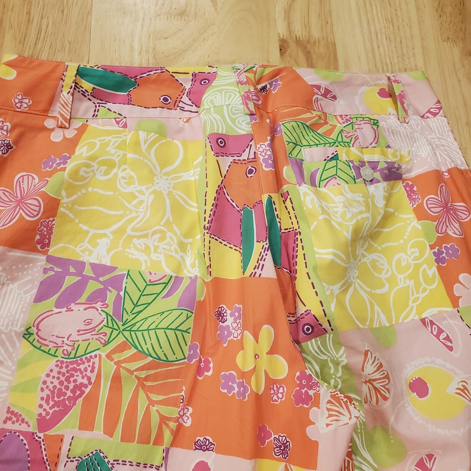 Lilly Pulitzer Colorful Fish & Frog Print Pastel Color Pants Size 6