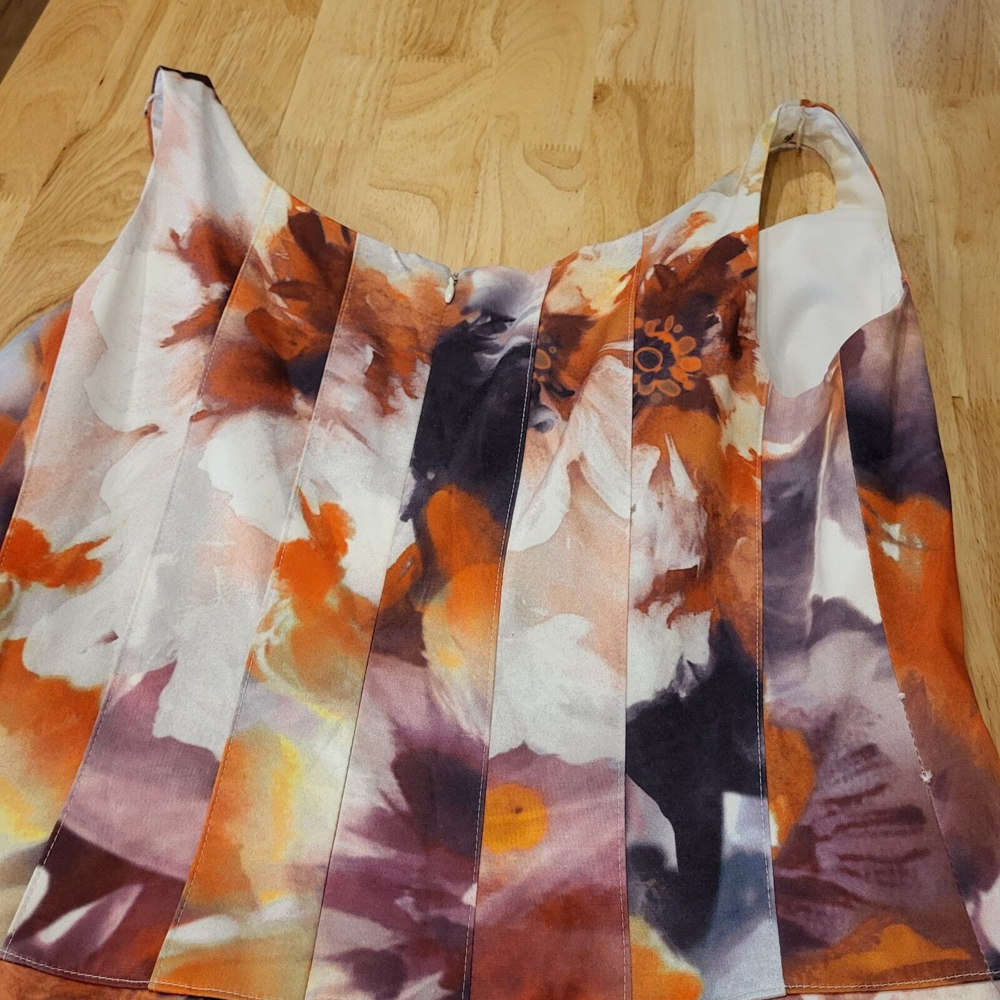 Rickie Freemen For Teri Jon Orange Purple Watercolor Pencil Dress Flounce 10