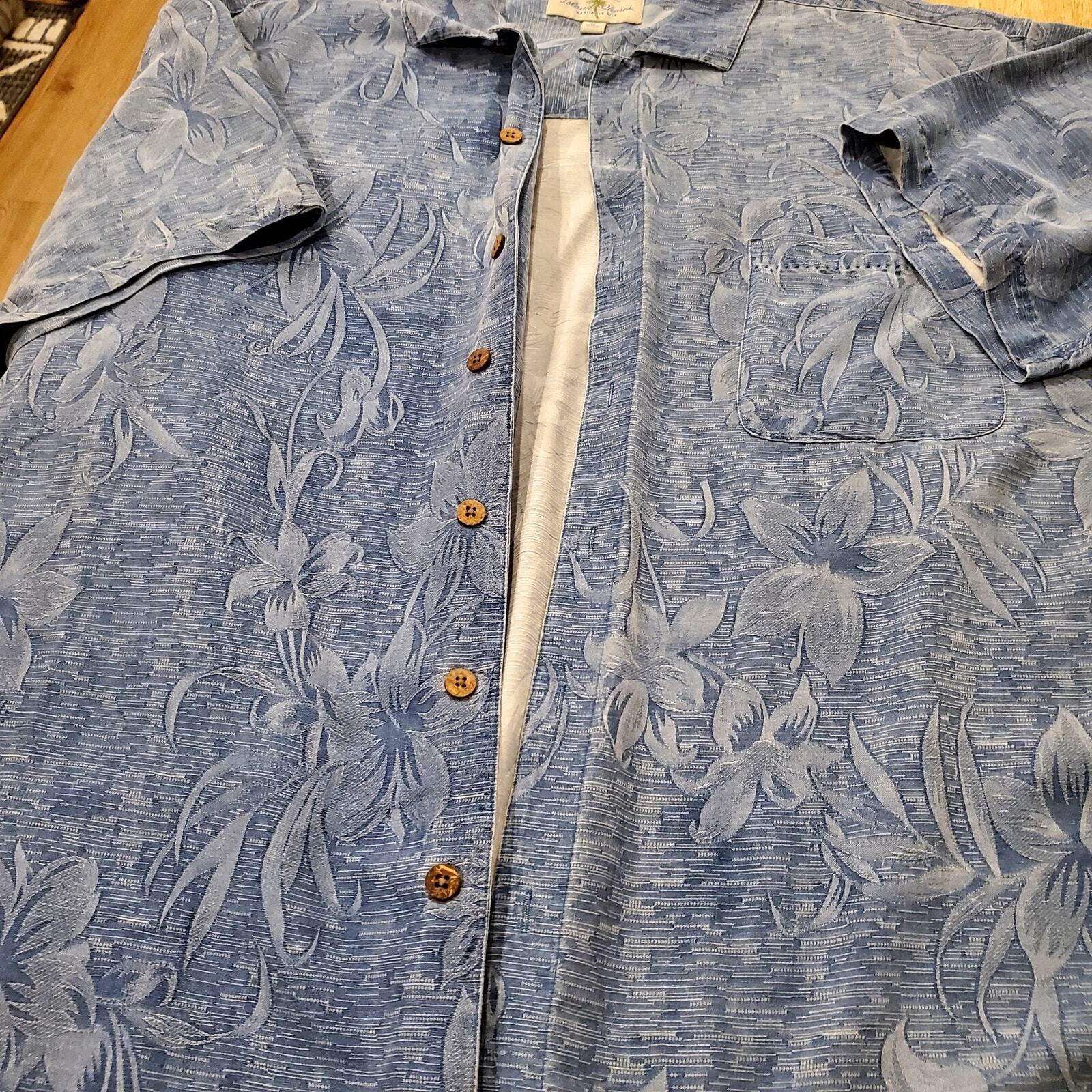 Blue Washable Silk Hawaiian Button Down XL Island Shores
