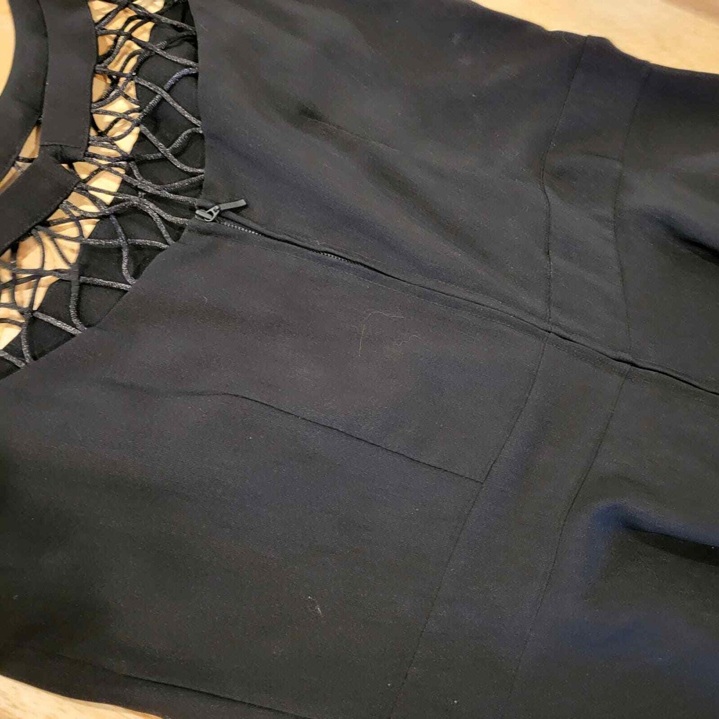 Black Fit & Flare Dress Mesh Shoulder Bow Detail