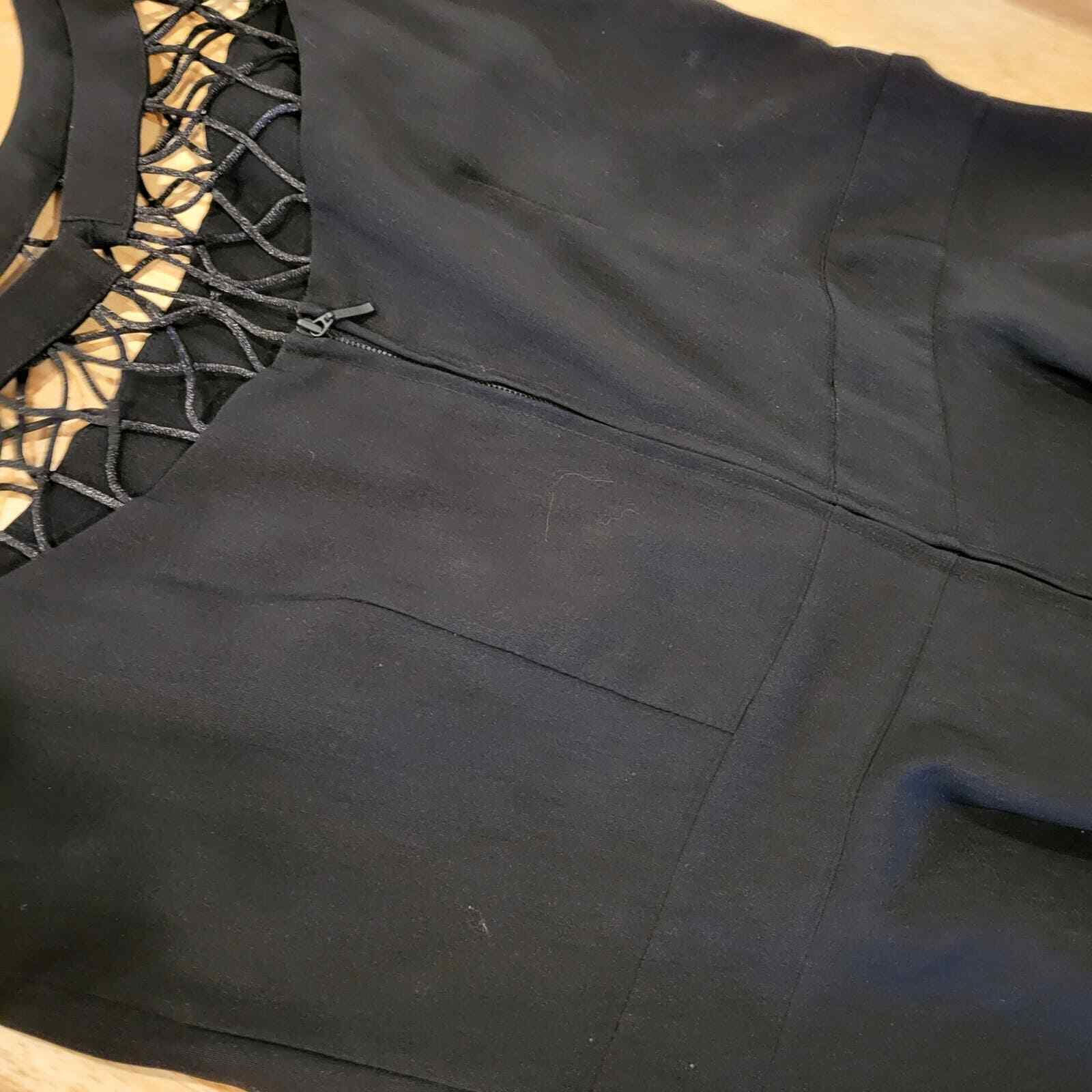 Black Fit & Flare Dress Mesh Shoulder Bow Detail