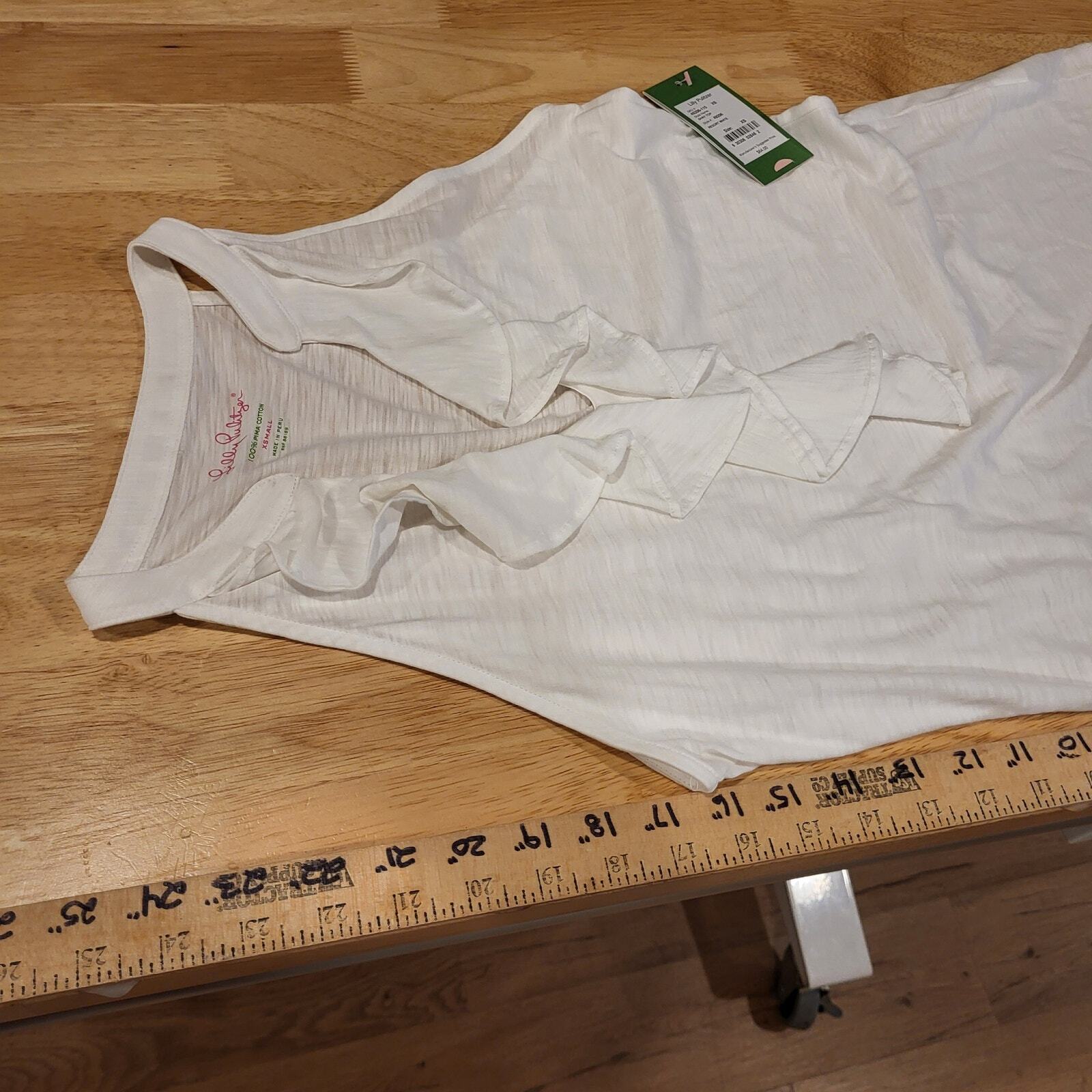 Nwt Lilly Pulitzer Shay white top ruffle collar extra small 100% cotton