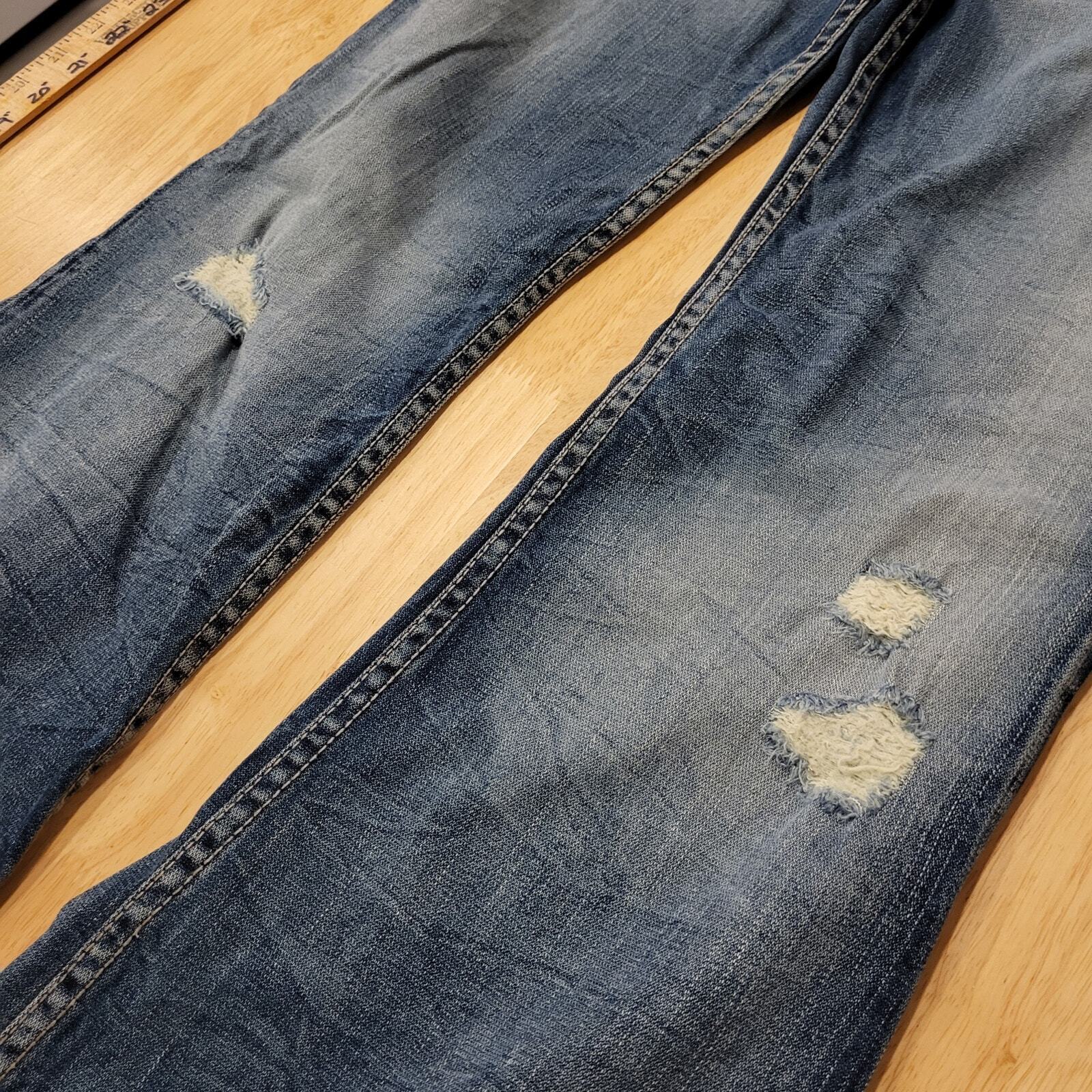 1921 Bootleg Flare Jeans Y2K 33" Inseam 12" Rise Stitch Pocket Detail