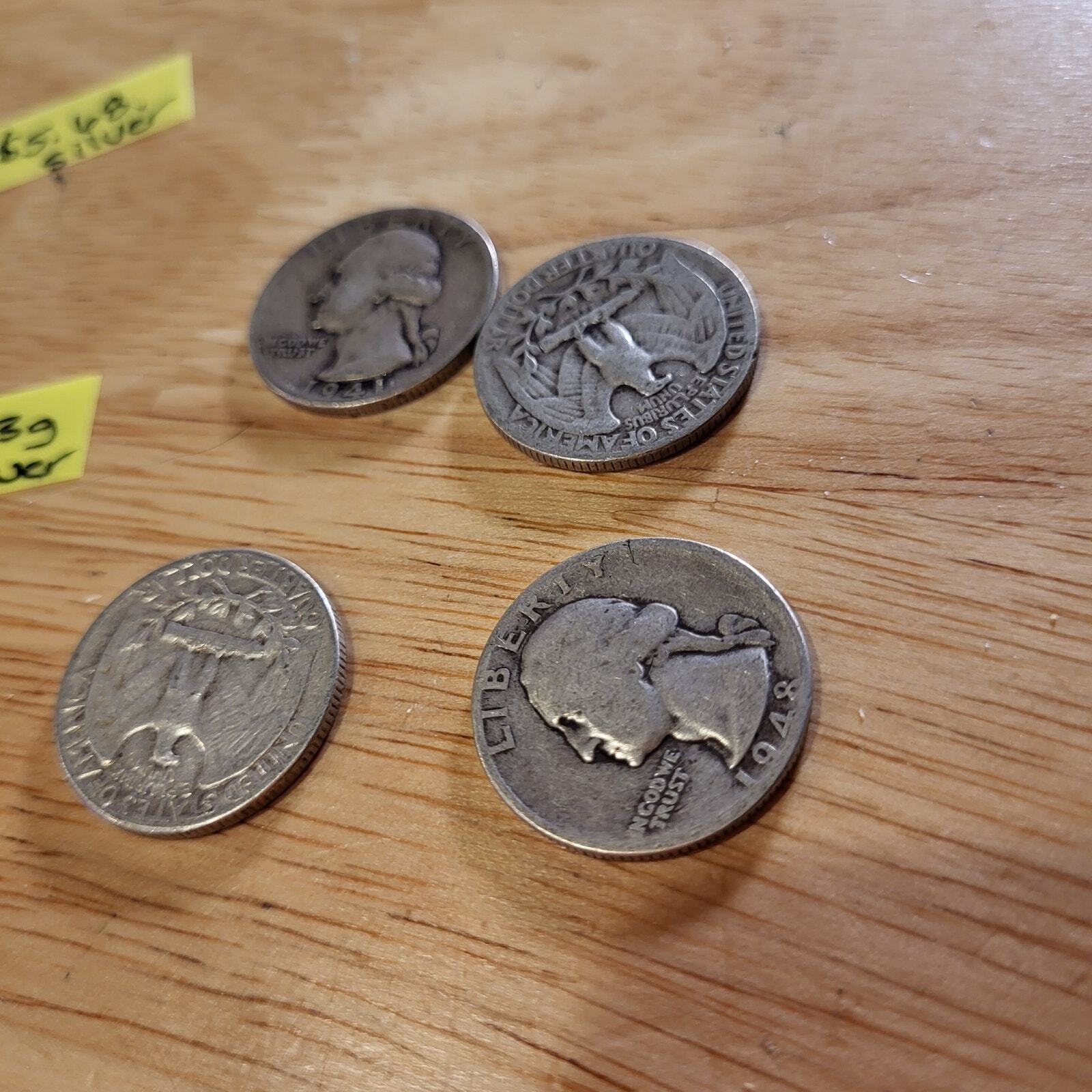 Collection of 1940's Silver Washington Quarters 5.63g 4 coins 