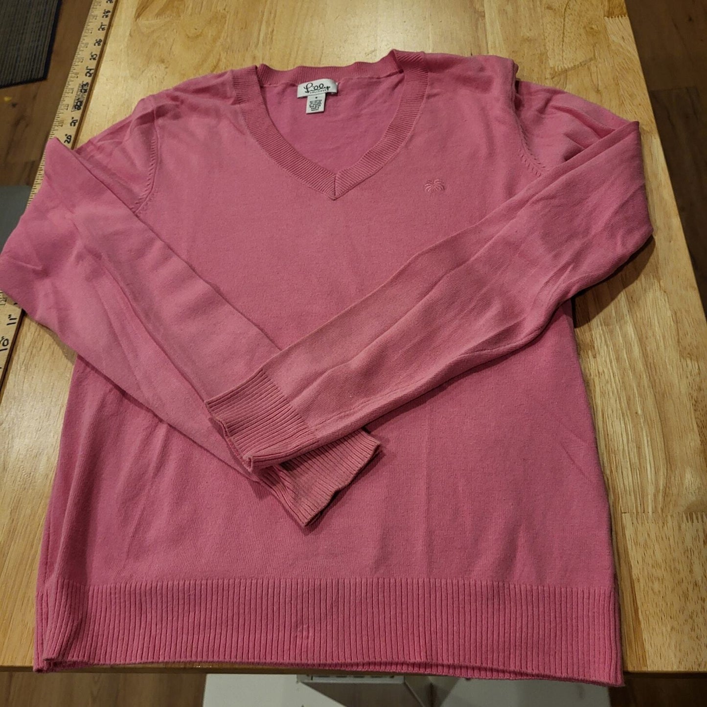 Lilly Pulitzer Lot of 2 Pink & Green Cotton Blend V Small Neck Sweaters 