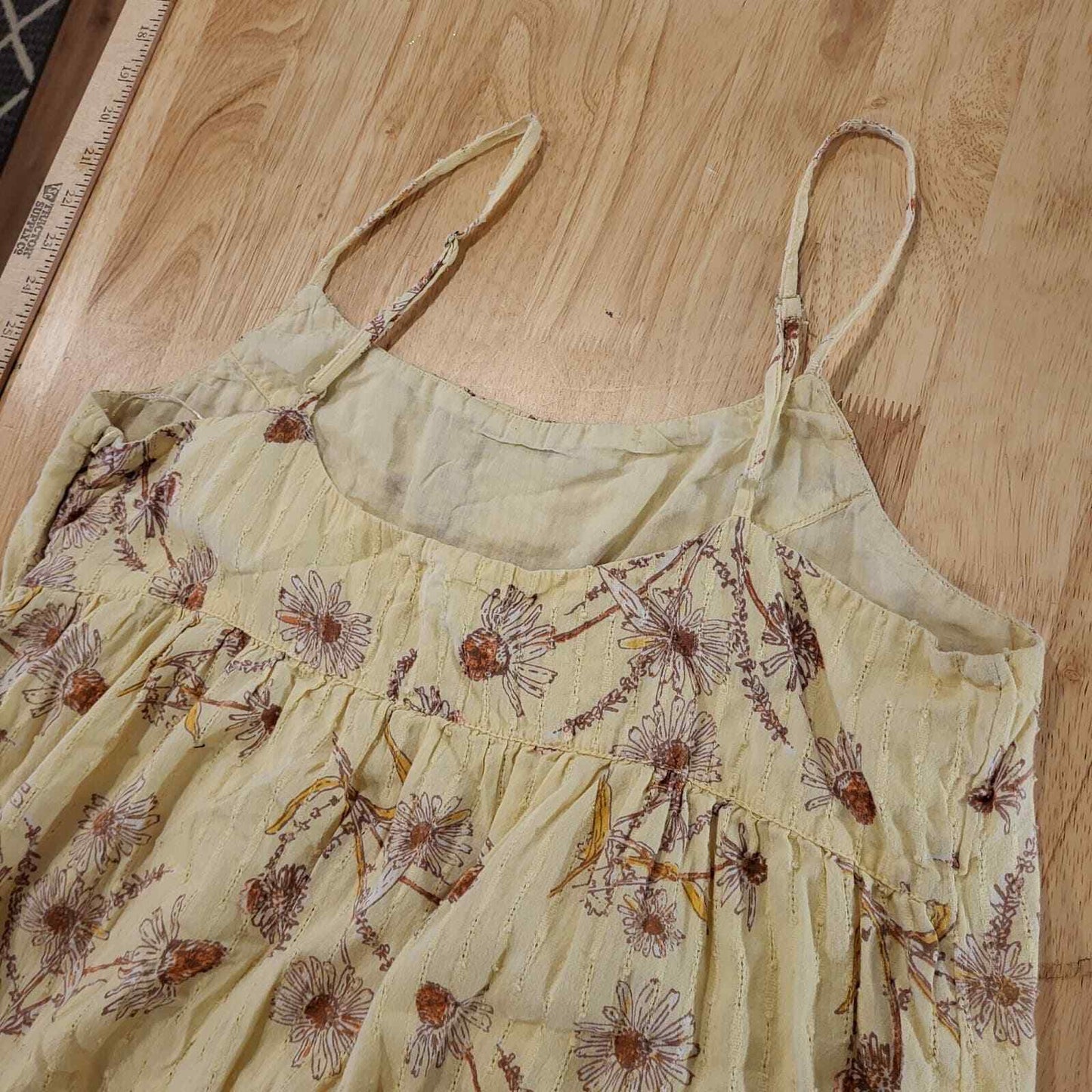 Yellow Urban Outfitters Floral Spaghetti Strap Dress Short