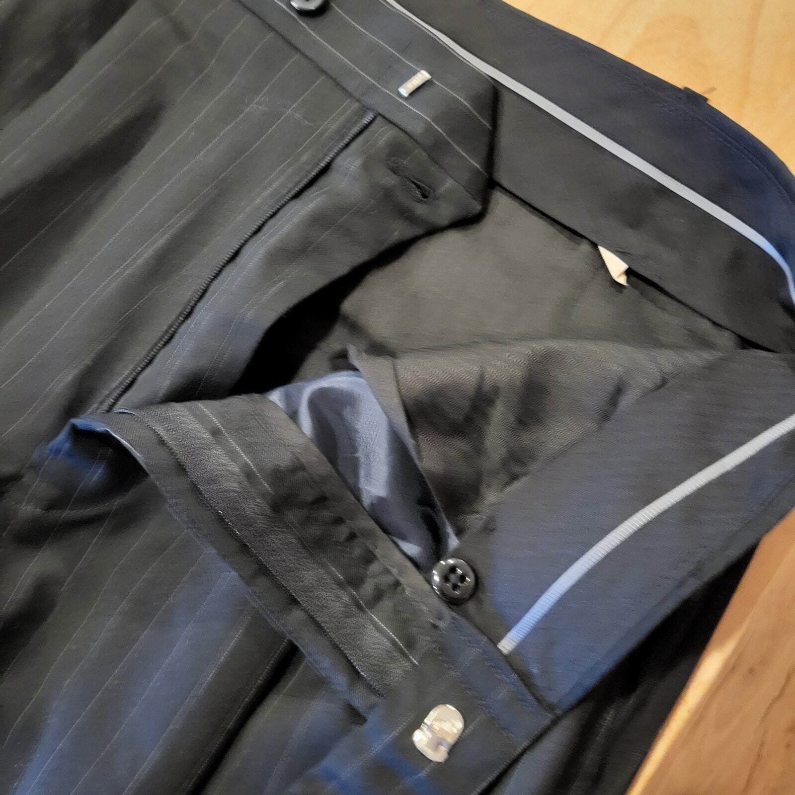 Andrew Fezza Fusion Men's Suit Coat & Pants 34" Waist 20" P2P Pinstripe pleated