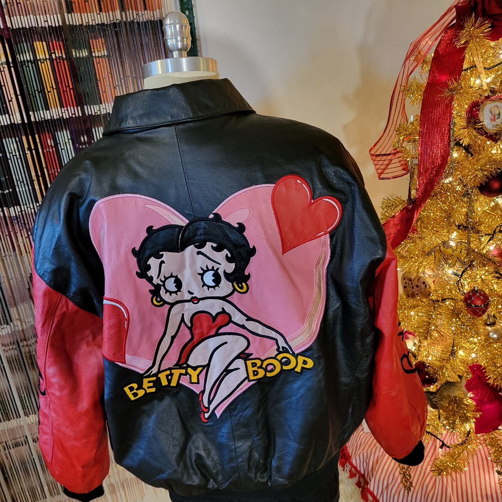 Betty Boop American Toons Vintage Leather 90's Bomber Jacket XL