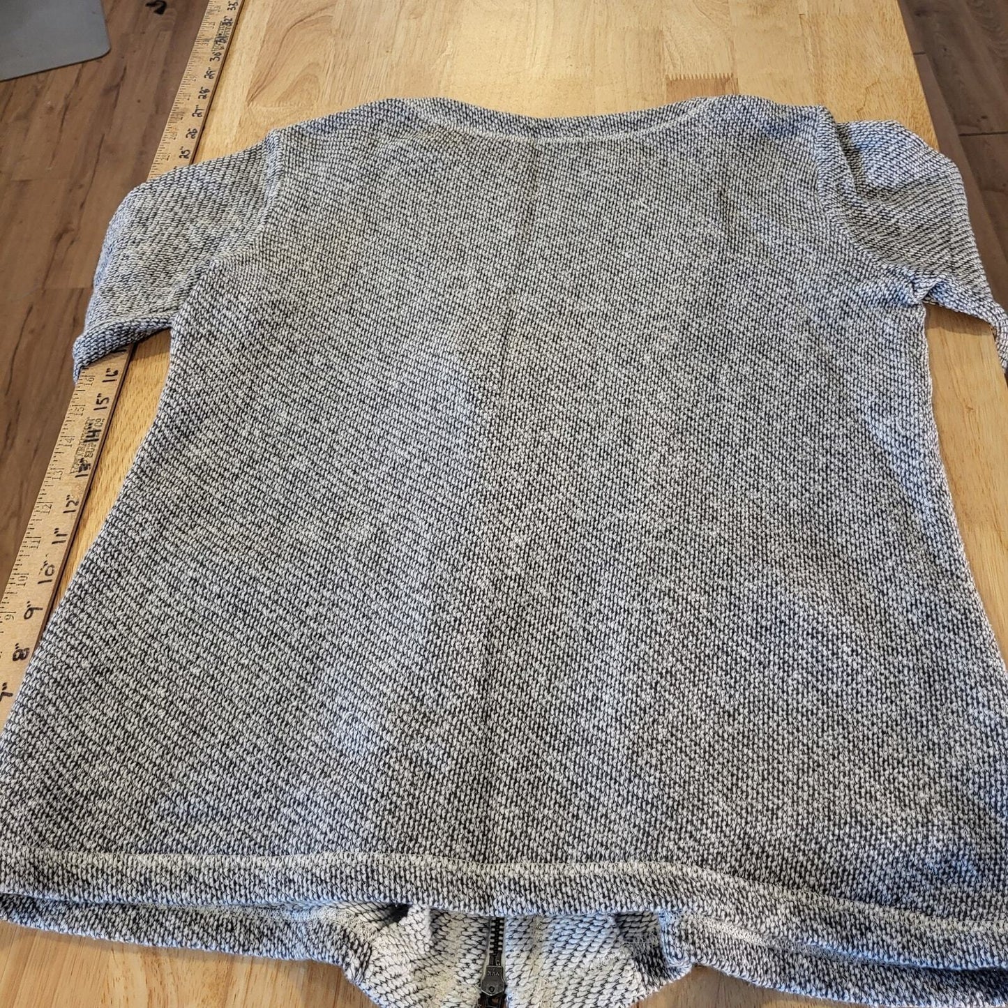 Eileen Fisher Gold Zip Knit Top Long Sleeve Pockets 100% Cotton 21" Pit 2 Pit XS