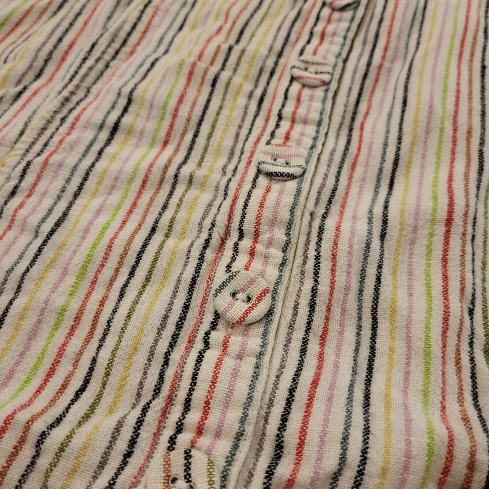 Cotton Forever 21 Large Spaghetti Strap Mini Dress Rainbow Elastic Button 